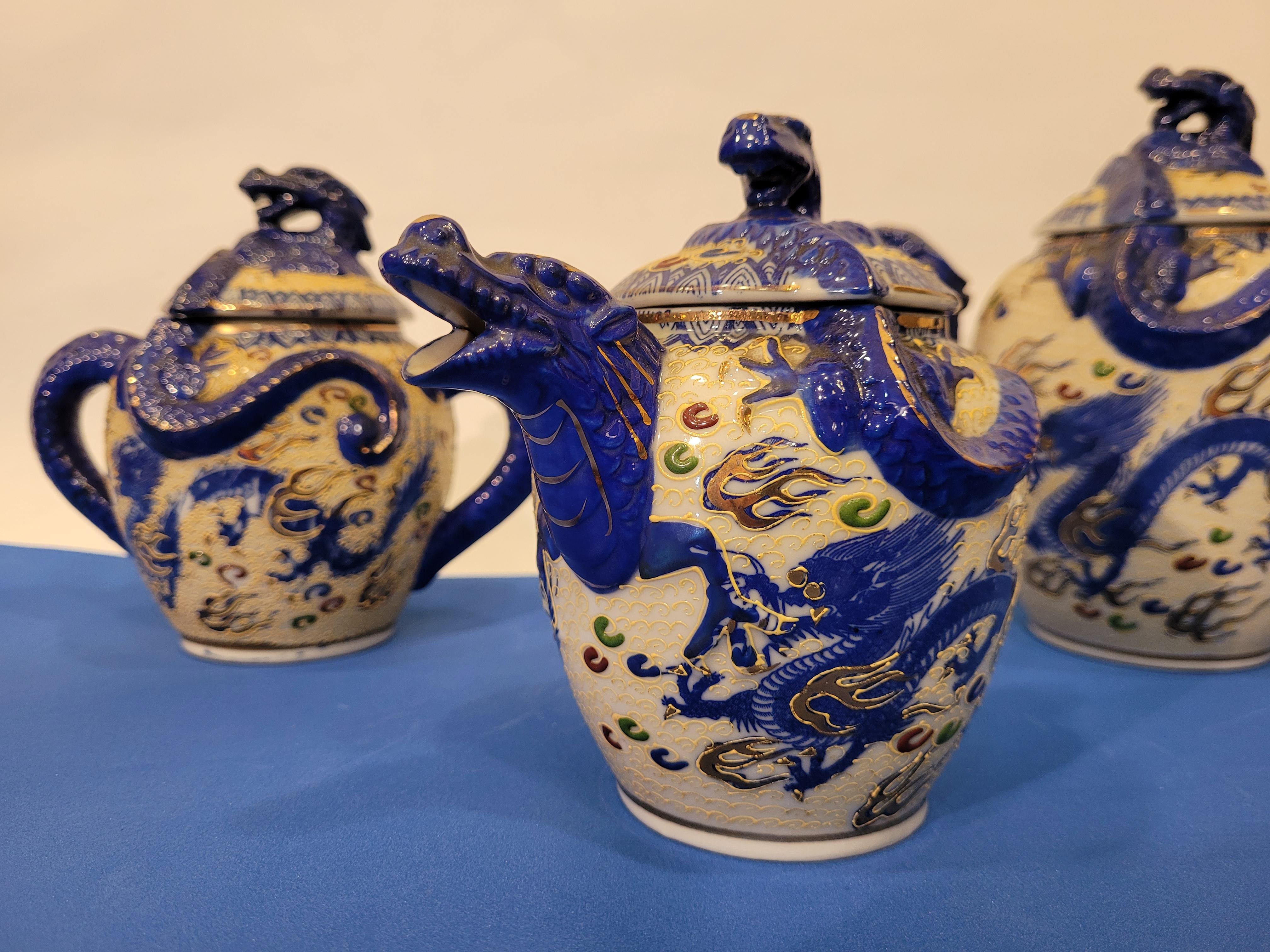 19 Th Century Satsuma Set of Blue Tea Service, Japan, Meiji Period 7