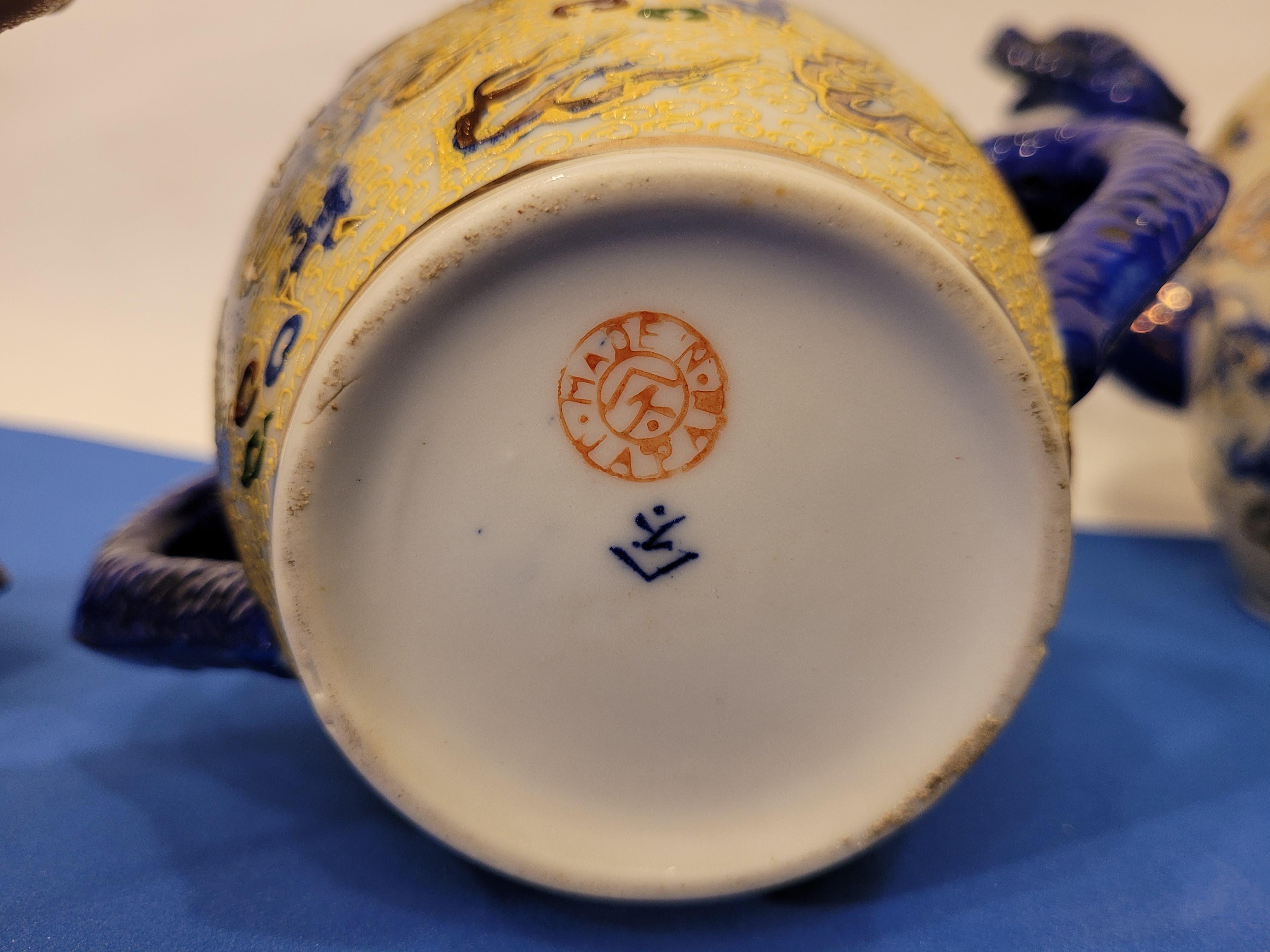 19 Th Century Satsuma Set of Blue Tea Service, Japan, Meiji Period 10