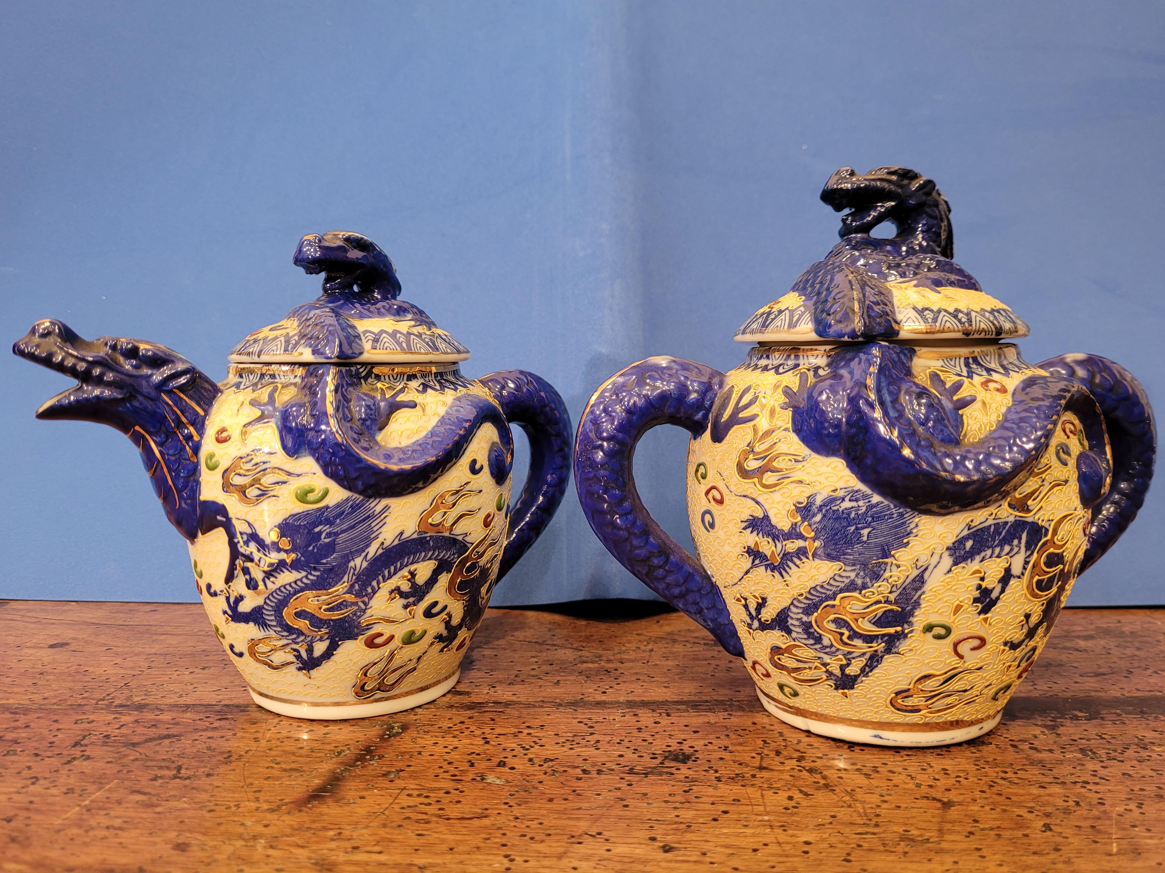 19 Th Century Satsuma Set of Blue Tea Service, Japan, Meiji Period In Good Condition In Valladolid, ES