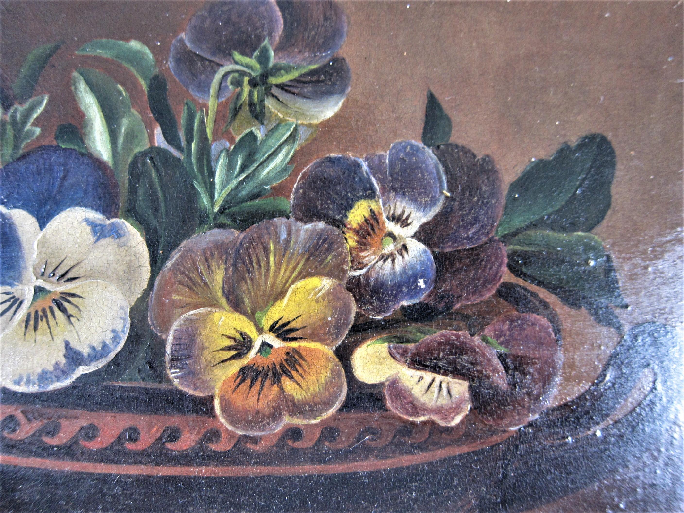 Painted 19th Century Small Flower Painting For Sale