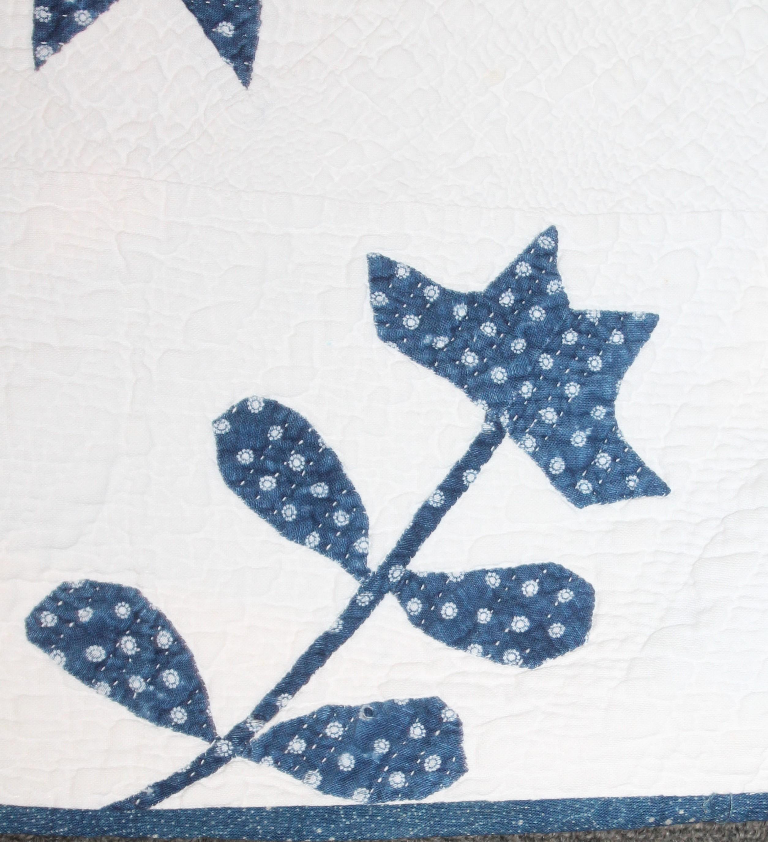American 19th Century Early Applique and Stars Quilt