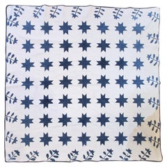 19th Century Early Applique and Stars Quilt Antique 19th Century Early Applique and Stars Quilt