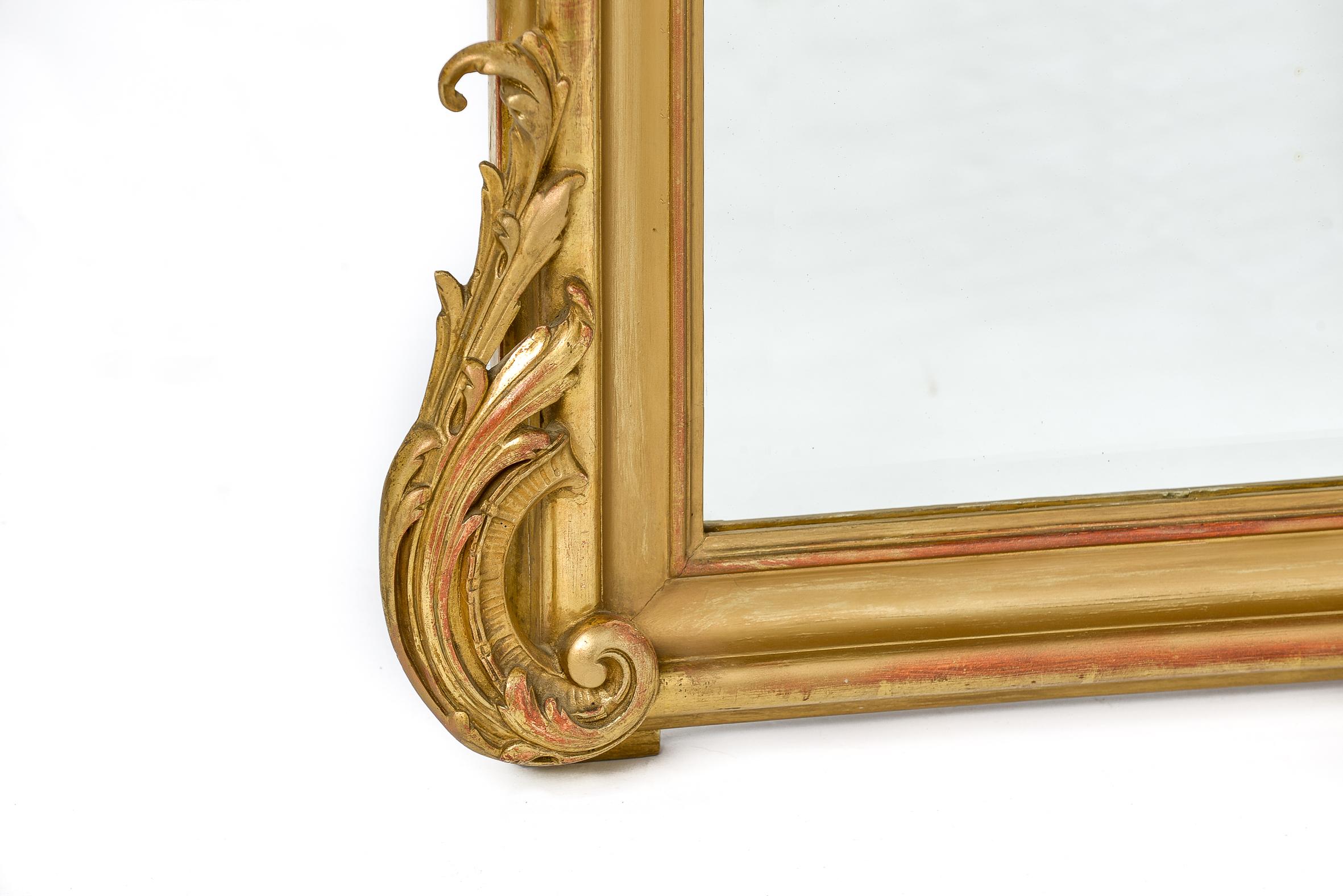 19 the Century French Louis Quinze Gold Gilt Mirror with Faceted Glass For Sale 2