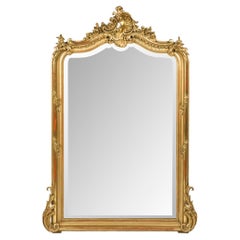 The 19. Jahrhundert Französisch Louis Quinze Gold vergoldet Spiegel mit facettiertem Glas