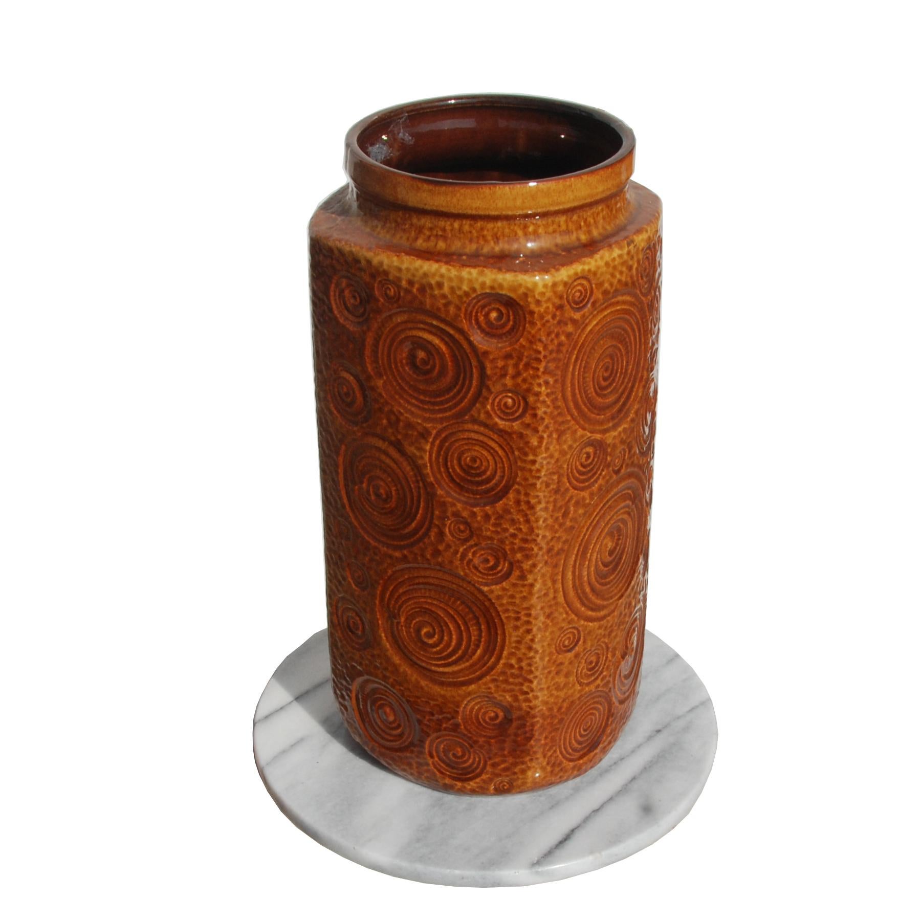 Mid-Century Modern West German Amber Floor Vase by Scheurich Pottery, 1960s