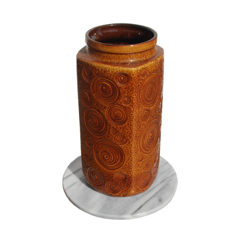 West German Amber Floor Vase by Scheurich Pottery, 1960s at 1stDibs