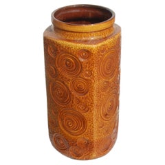 West German Amber Floor Vase by Scheurich Pottery, 1960s