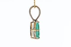 1.90-Carat 14K Colombian Emerald Solitaire Oval Cut Gold Pendant