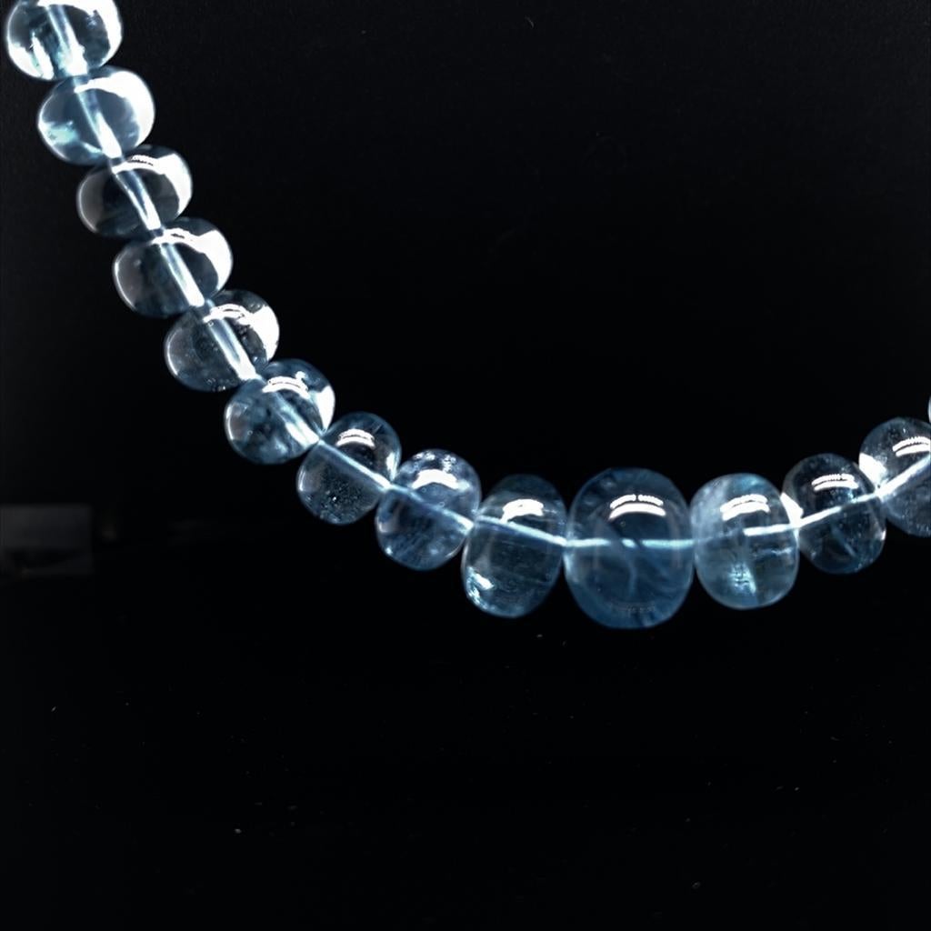 An 190 carat aquamarine bead necklace.

Latin for 