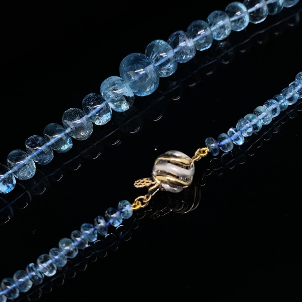 Women's or Men's 190 Carat Aquamarine Bead Necklace