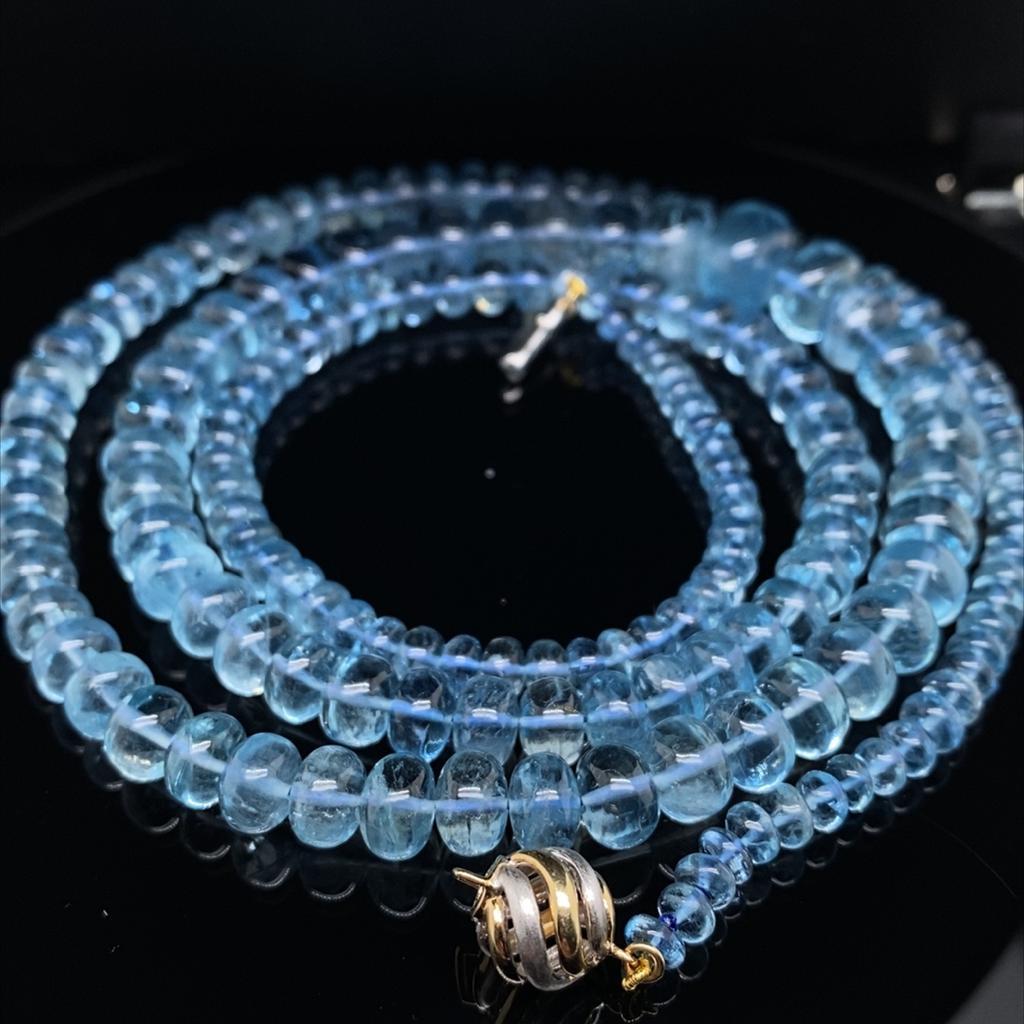 190 Carat Aquamarine Bead Necklace 1