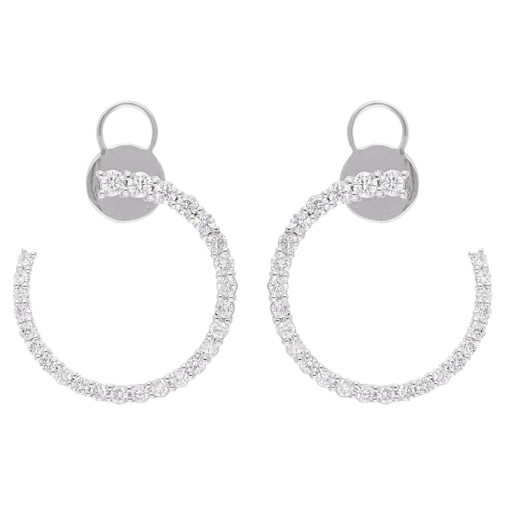 1.90 Carat CVD Diamond Pave Earrings 14 Karat White Gold Handmade Fine Jewelry