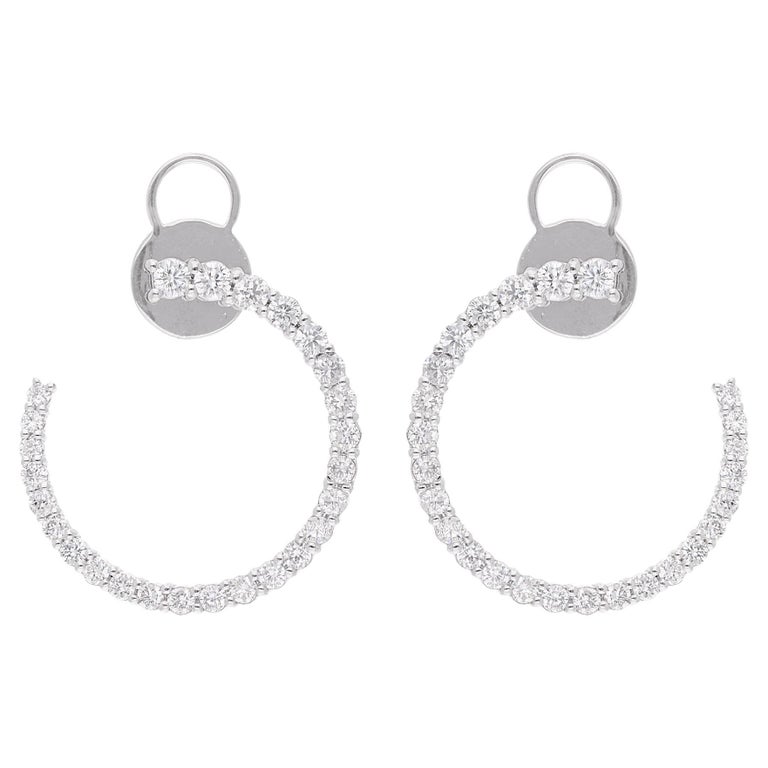 1.90 Carat CVD Diamond Pave Earrings 14 Karat White Gold Handmade Fine