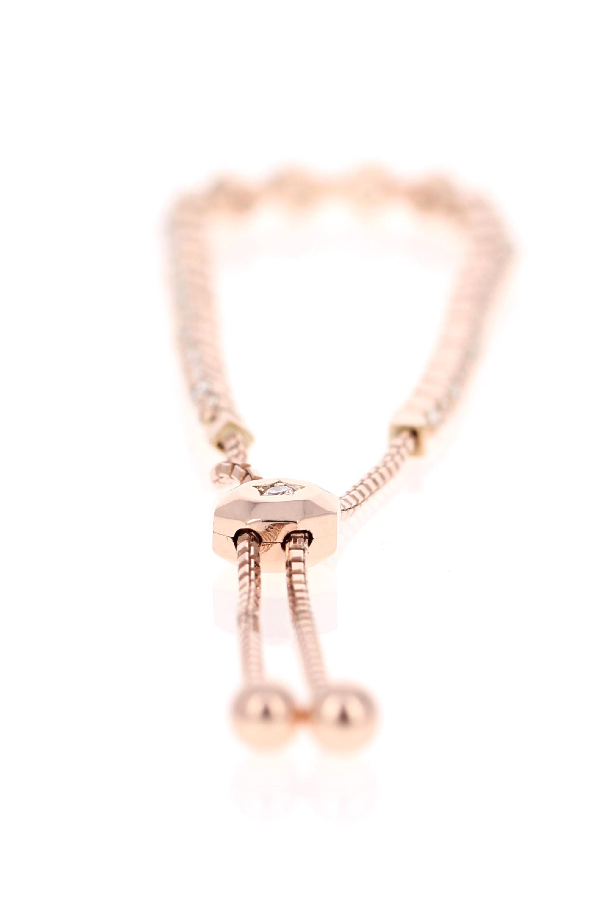 Flexibles Armband aus Roségold mit 1,90 Karat Diamanten (Rundschliff) im Angebot