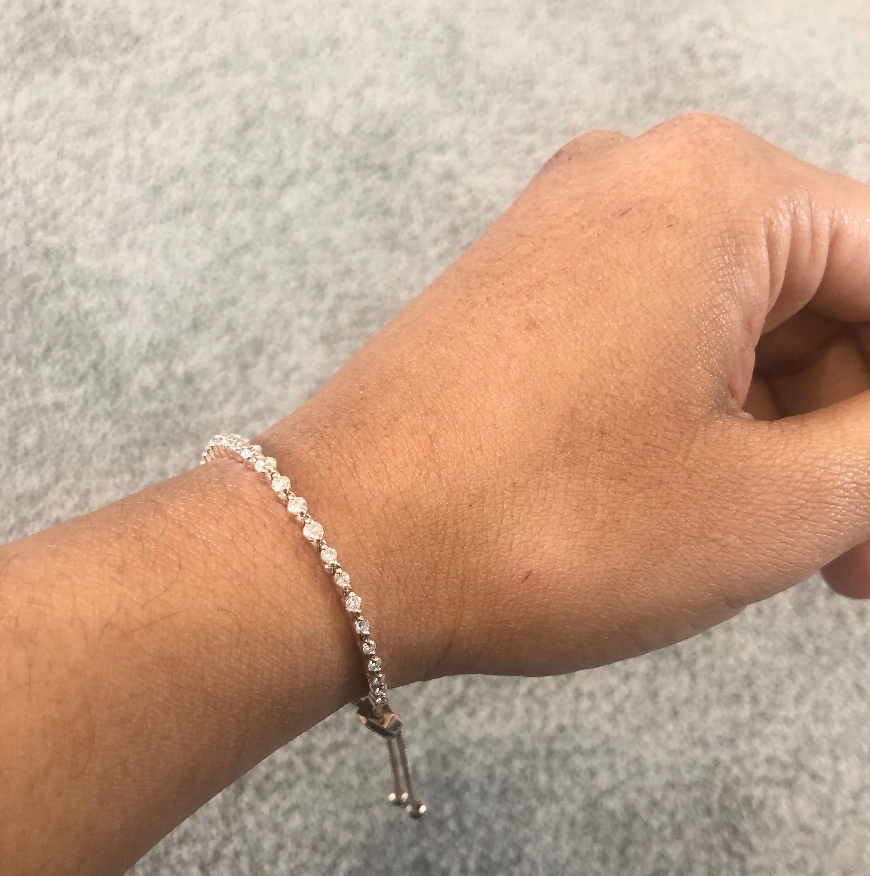 1.90 Carat Diamond Flexible Rose Gold Chain Bracelet For Sale 1