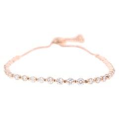 1.90 Carat Diamond Chain Flexible Bracelet 14 Karat Rose Gold