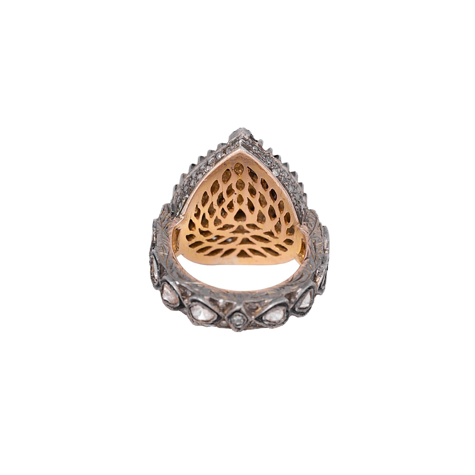 Victorian 1.90 Carat Diamond Polki Handcrafted Antique Style Ring For Sale