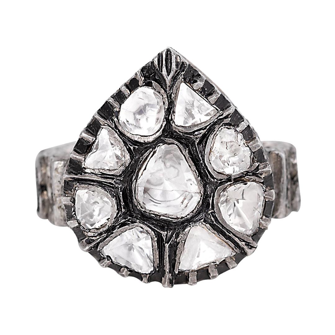 Bague Polki de style ancien fabriquée à la main avec diamants de 1,90 carat
