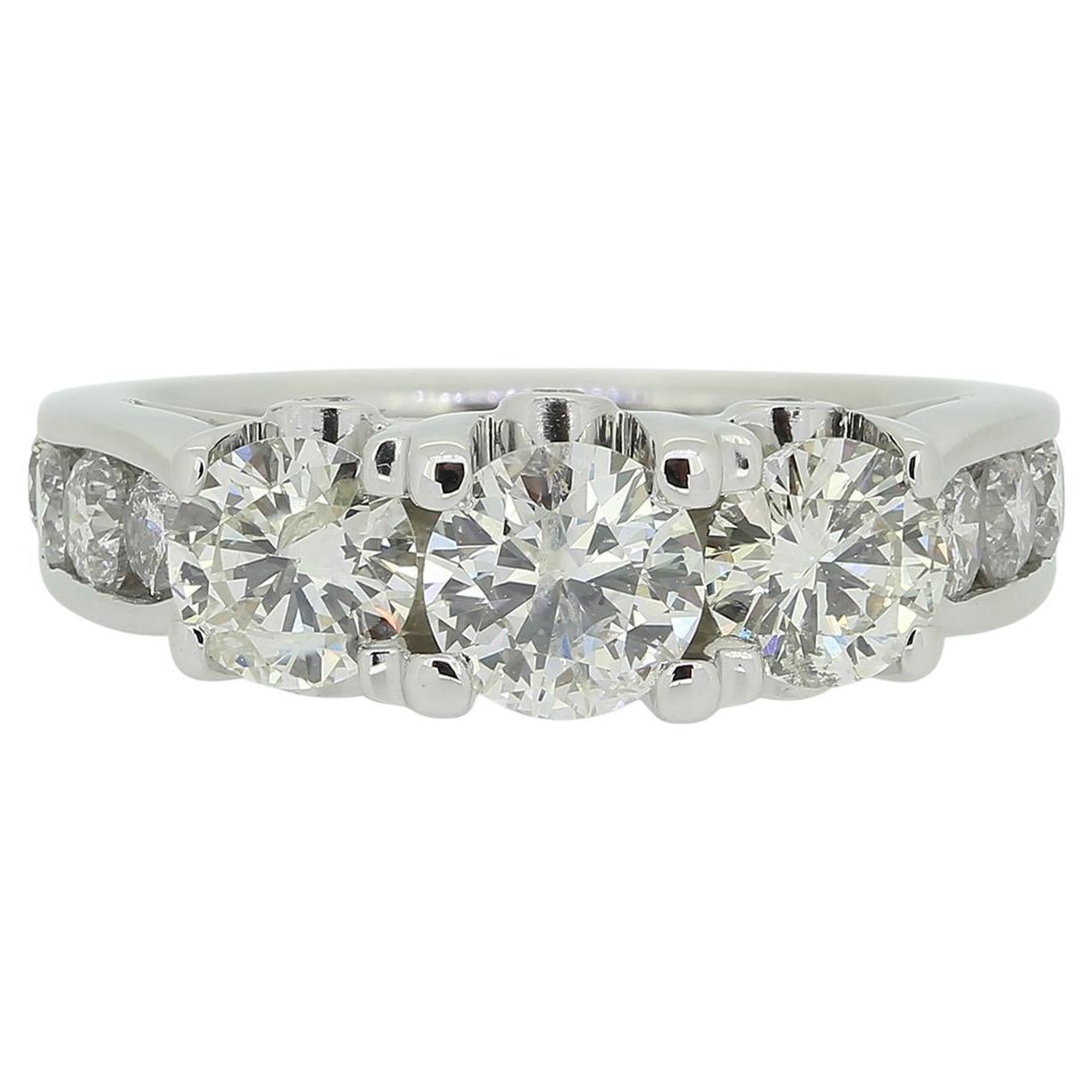 1.90 Carat Diamond Three-Stone Ring For Sale