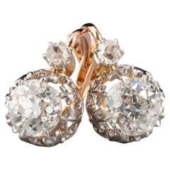 1.90 Carat Diamonds Antique Belle Epoque Earrings