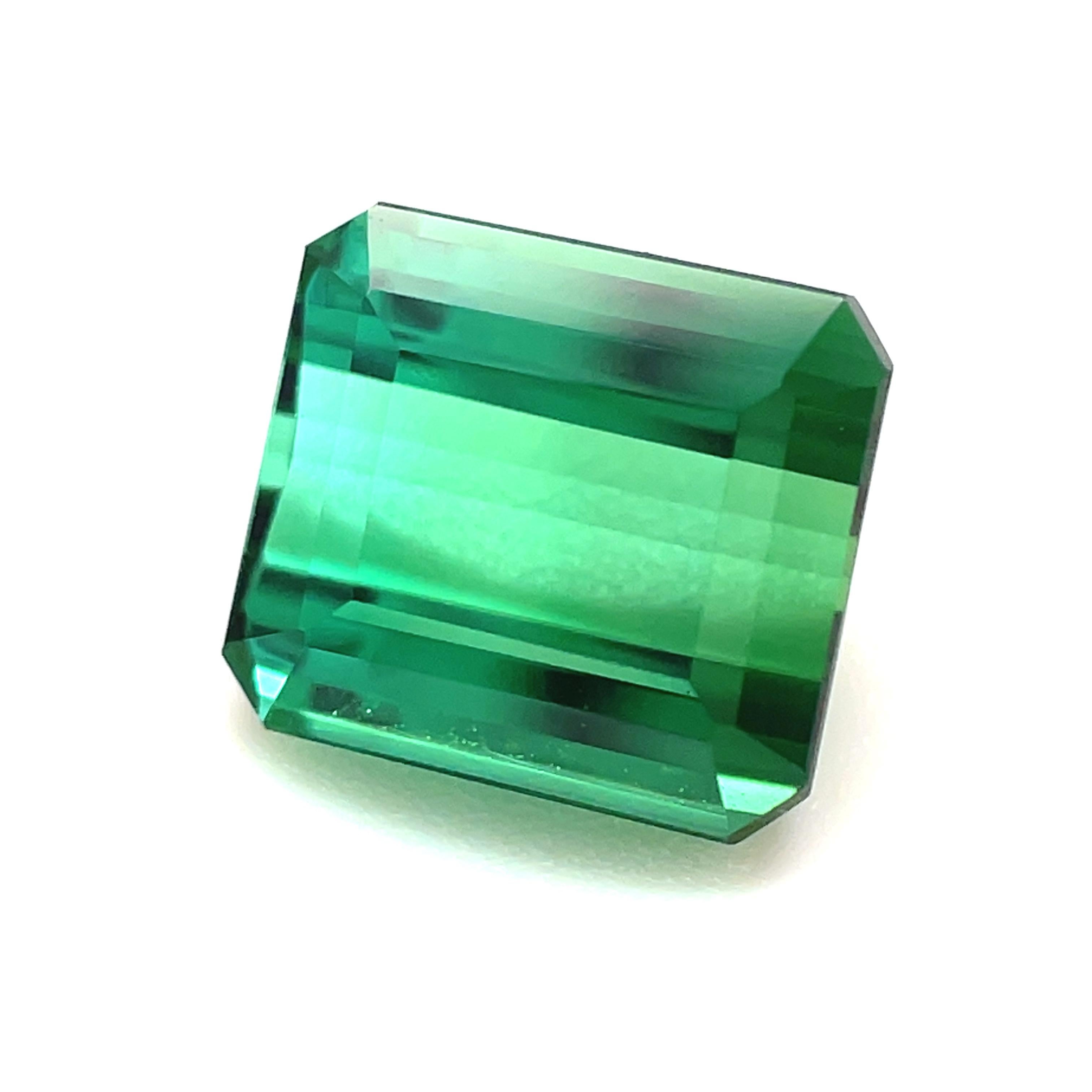 Artisan 1.90 Carat Emerald Cut Octagonal Loose Unset Unmounted Green Tourmaline Gemstone For Sale
