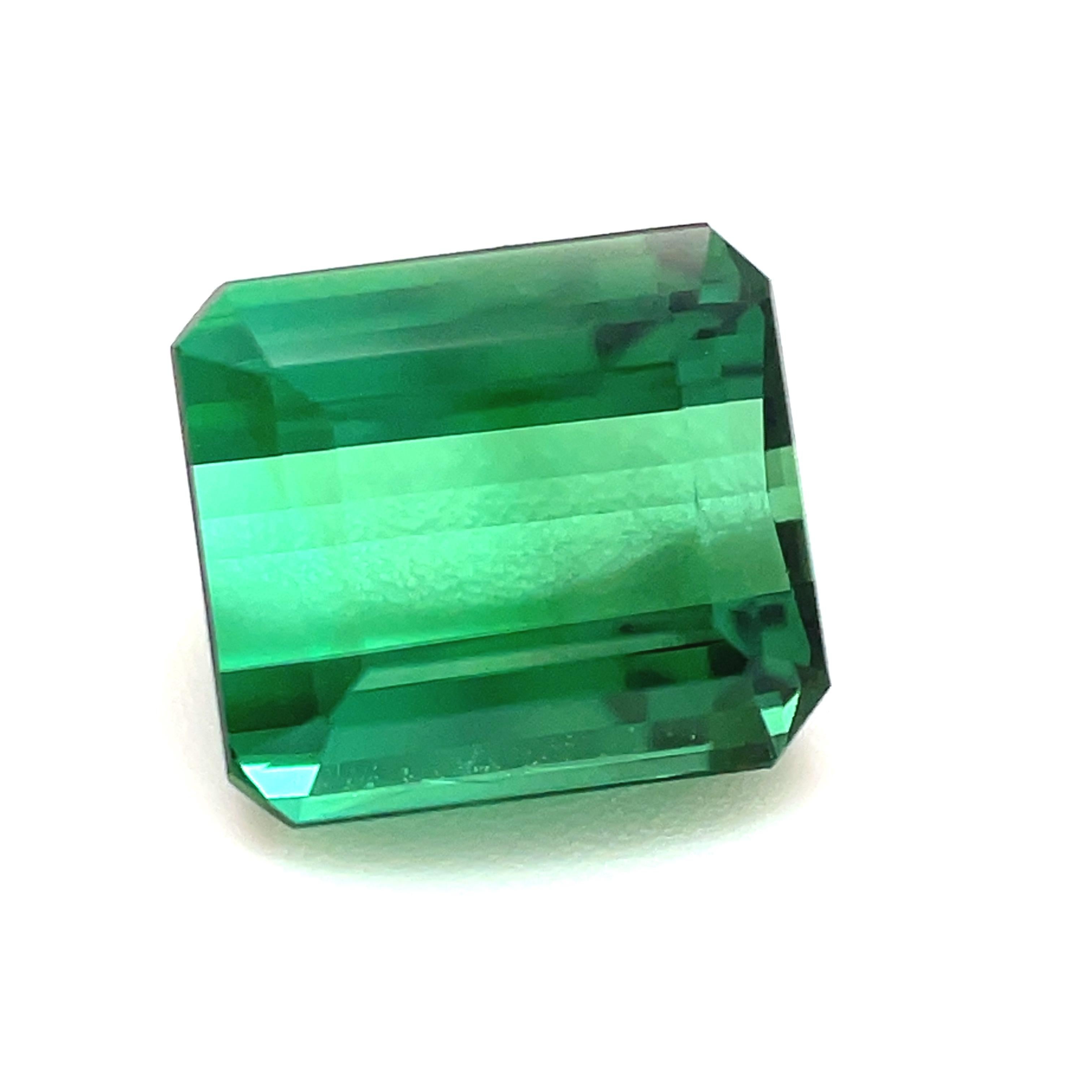 1.90 Carat Emerald Cut Octagonal Loose Unset Unmounted Green Tourmaline Gemstone In New Condition For Sale In Los Angeles, CA
