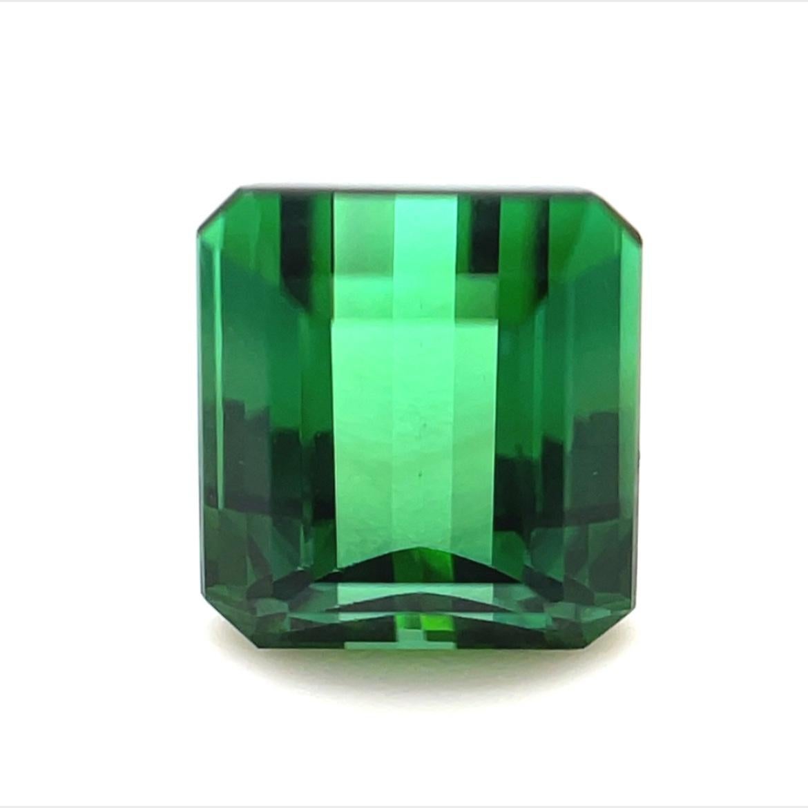 Women's or Men's 1.90 Carat Emerald Cut Octagonal Loose Unset Unmounted Green Tourmaline Gemstone For Sale