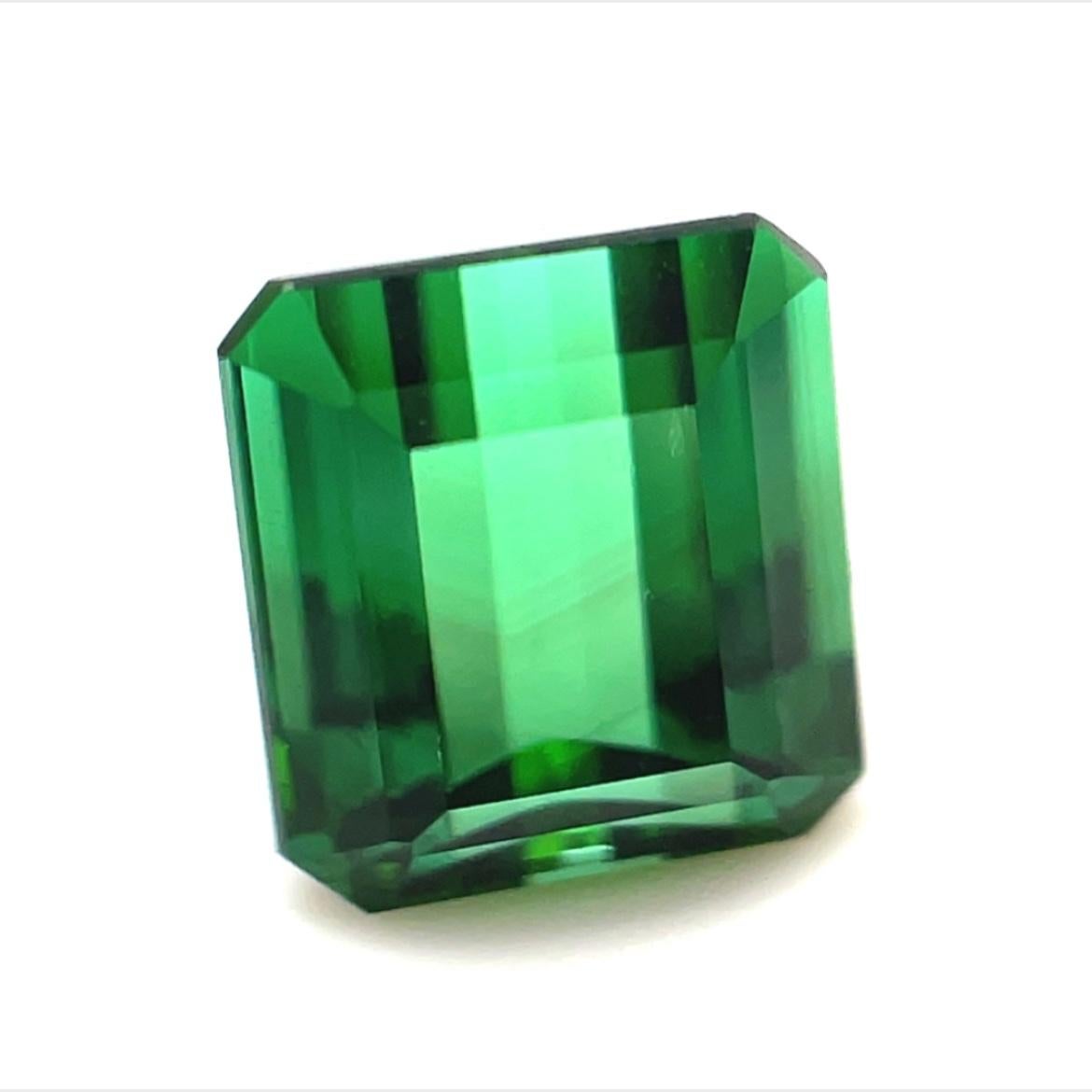 1.90 Carat Emerald Cut Octagonal Loose Unset Unmounted Green Tourmaline Gemstone For Sale 1