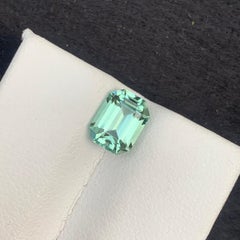 1.90 Carat Faceted Mint Green Tourmaline Emerald Cut from Afghanistan Mine