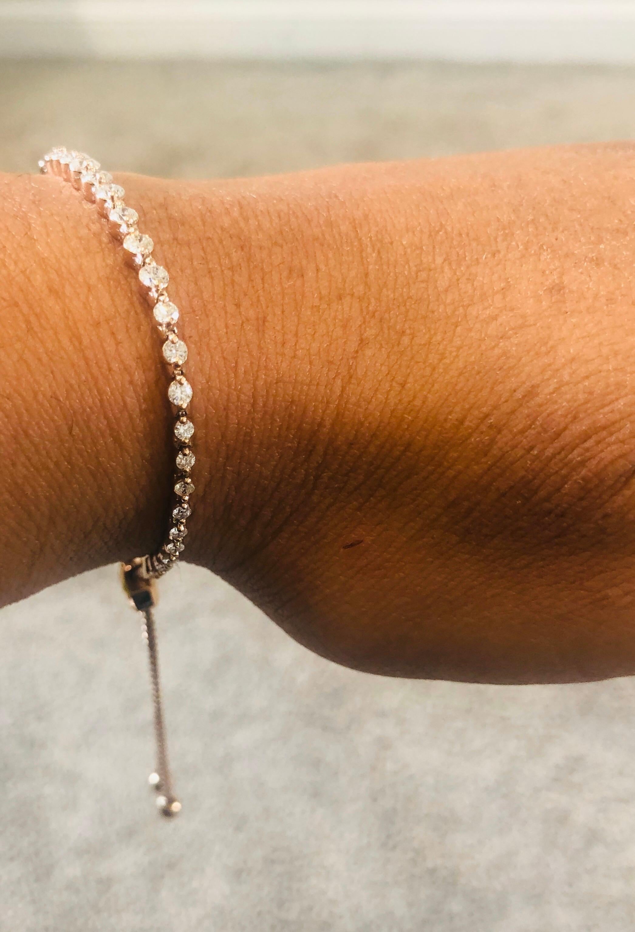 Diamante natural de 1,90 quilates  Pulsera Flexible Oro Rosa en Nuevo estado para la venta en Los Angeles, CA