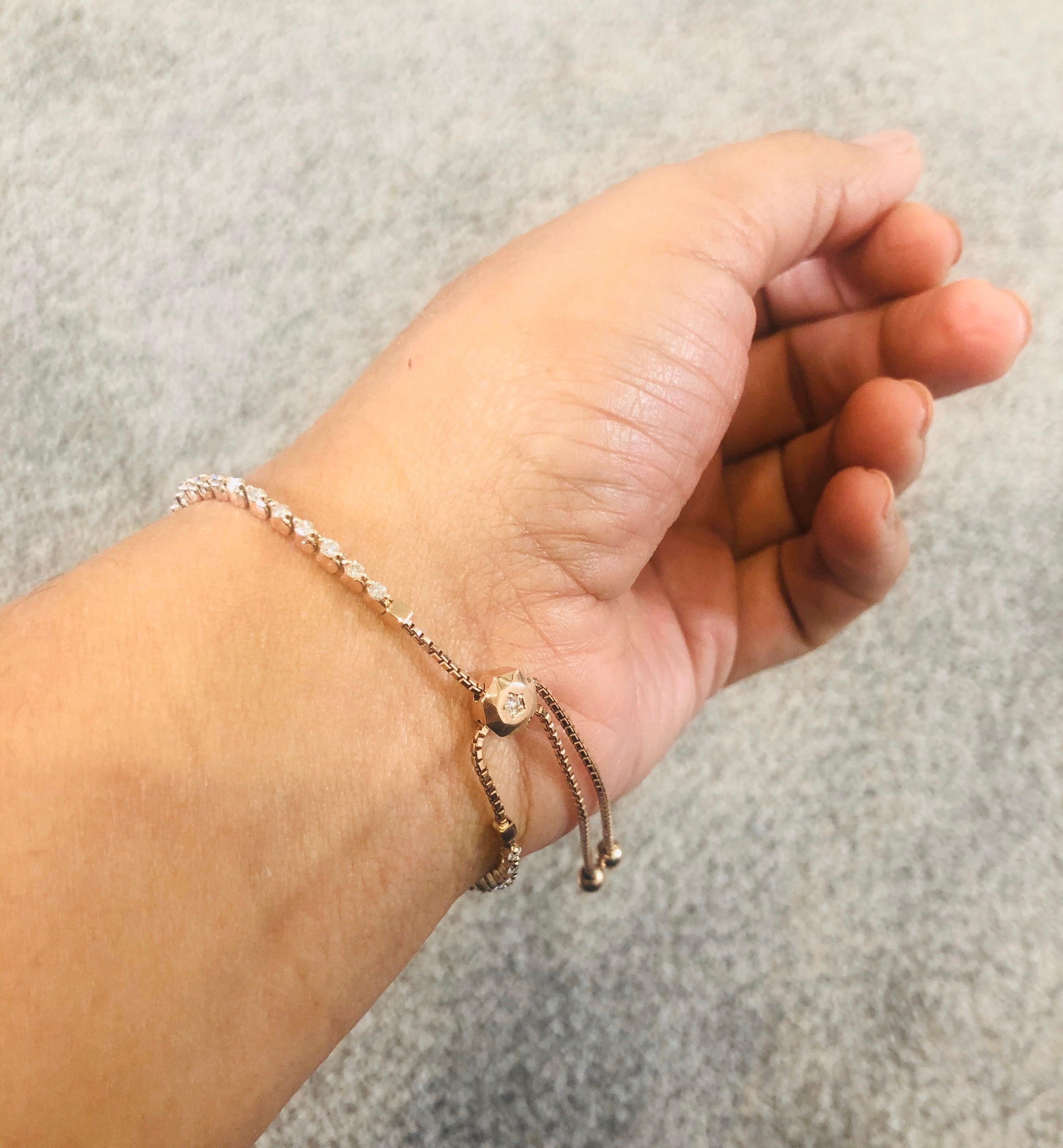 De las mujeres Diamante natural de 1,90 quilates  Pulsera Flexible Oro Rosa en venta