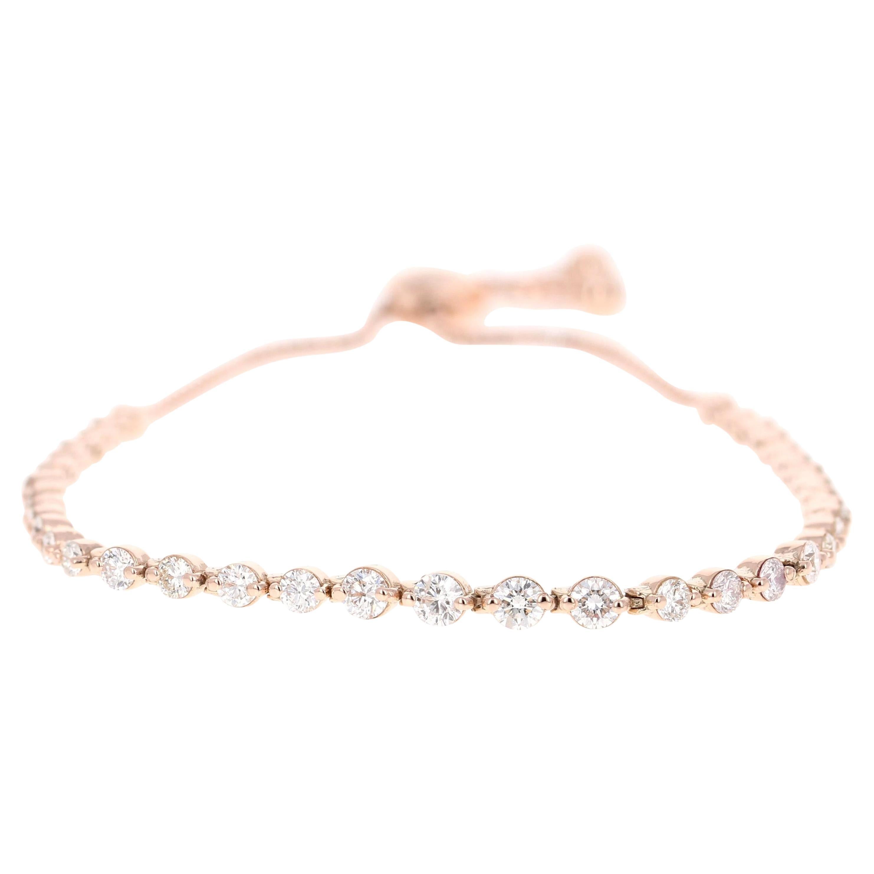 Diamante naturale da 1,90 carati Bracciale flessibile in oro rosa
