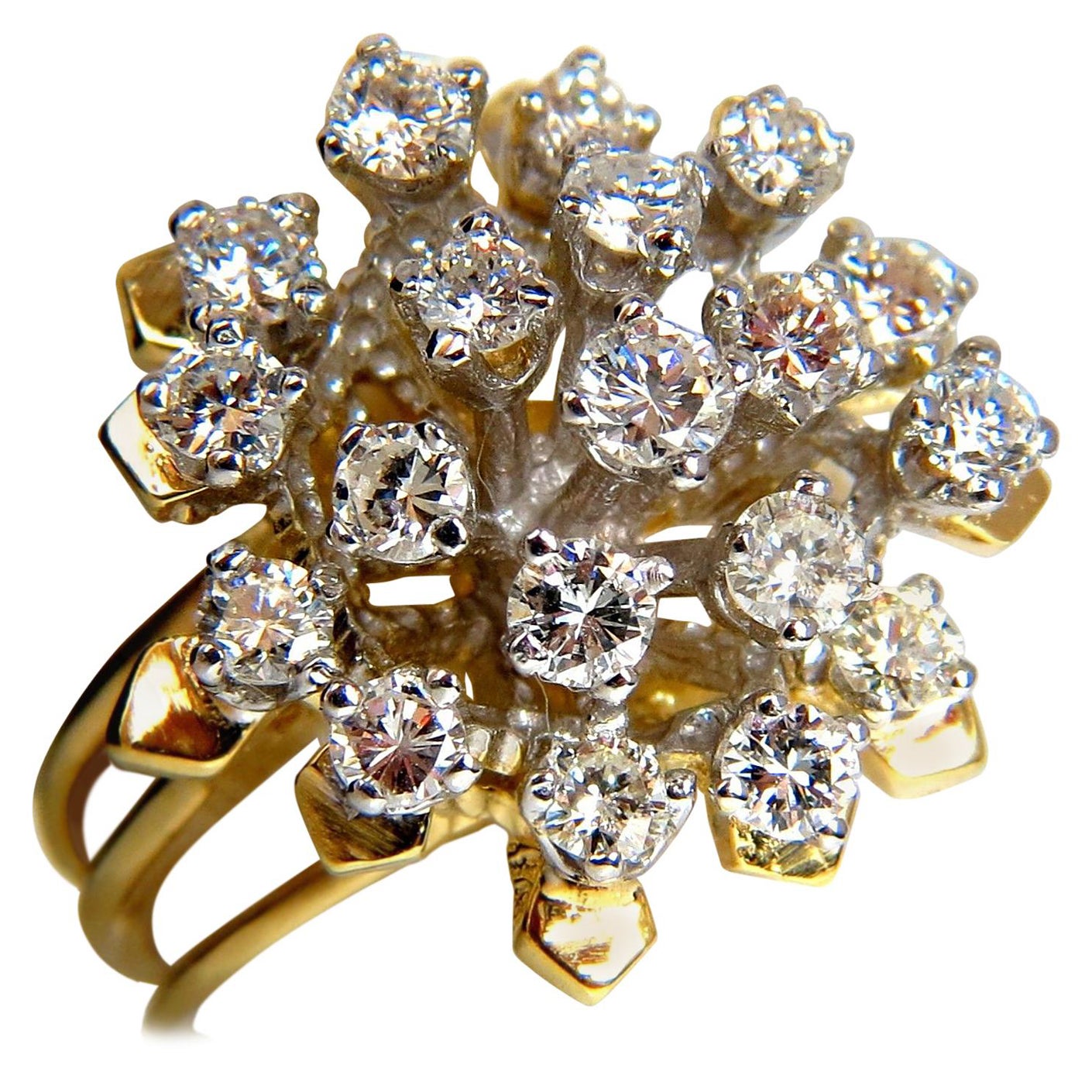 1.90 Carat Natural Diamonds Floating Raised Cocktail Ring 14 Karat 3D* For Sale