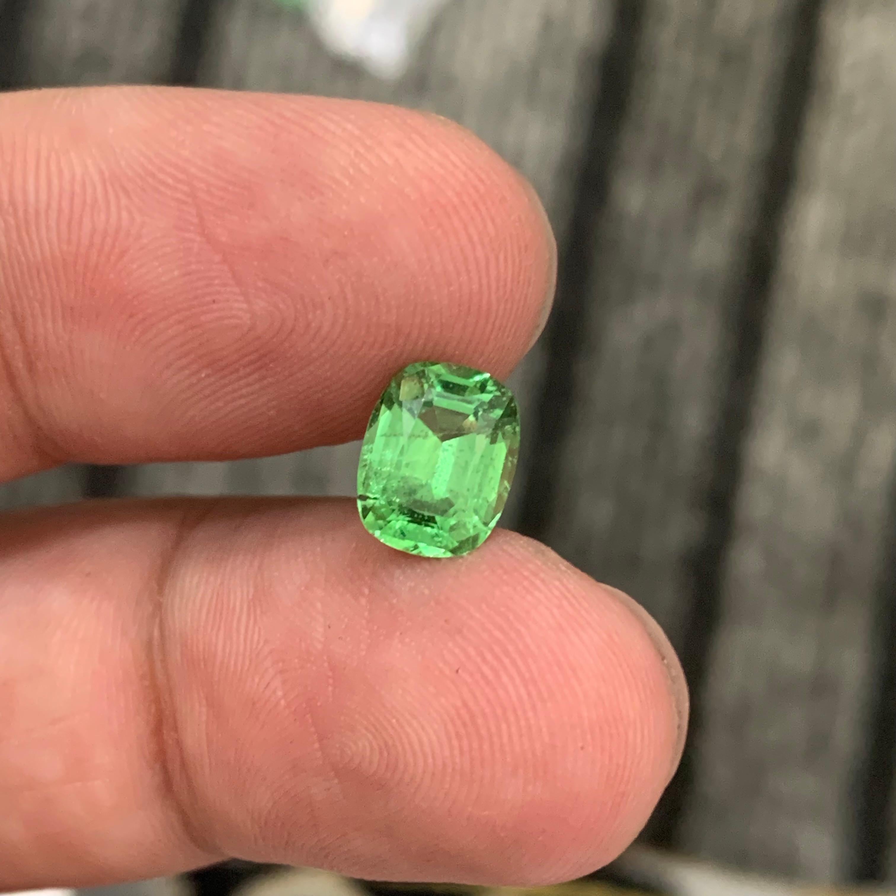 Arts and Crafts 1.90 Carat Natural Loose Apple Green Tsavorite Garnet Cushion Cut Gemstone For Sale