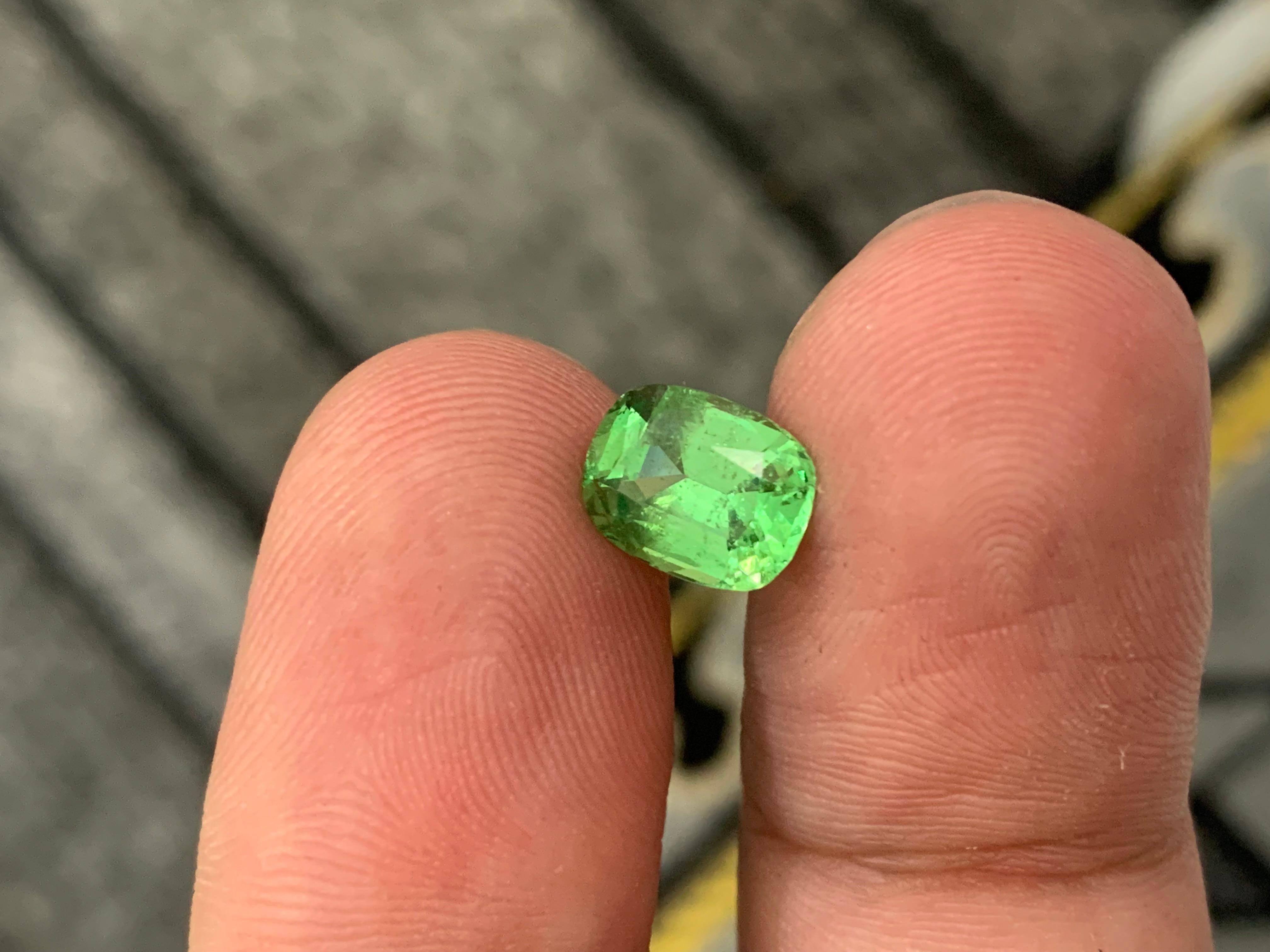 1.90 Carat Natural Loose Apple Green Tsavorite Garnet Cushion Cut Gemstone For Sale 2