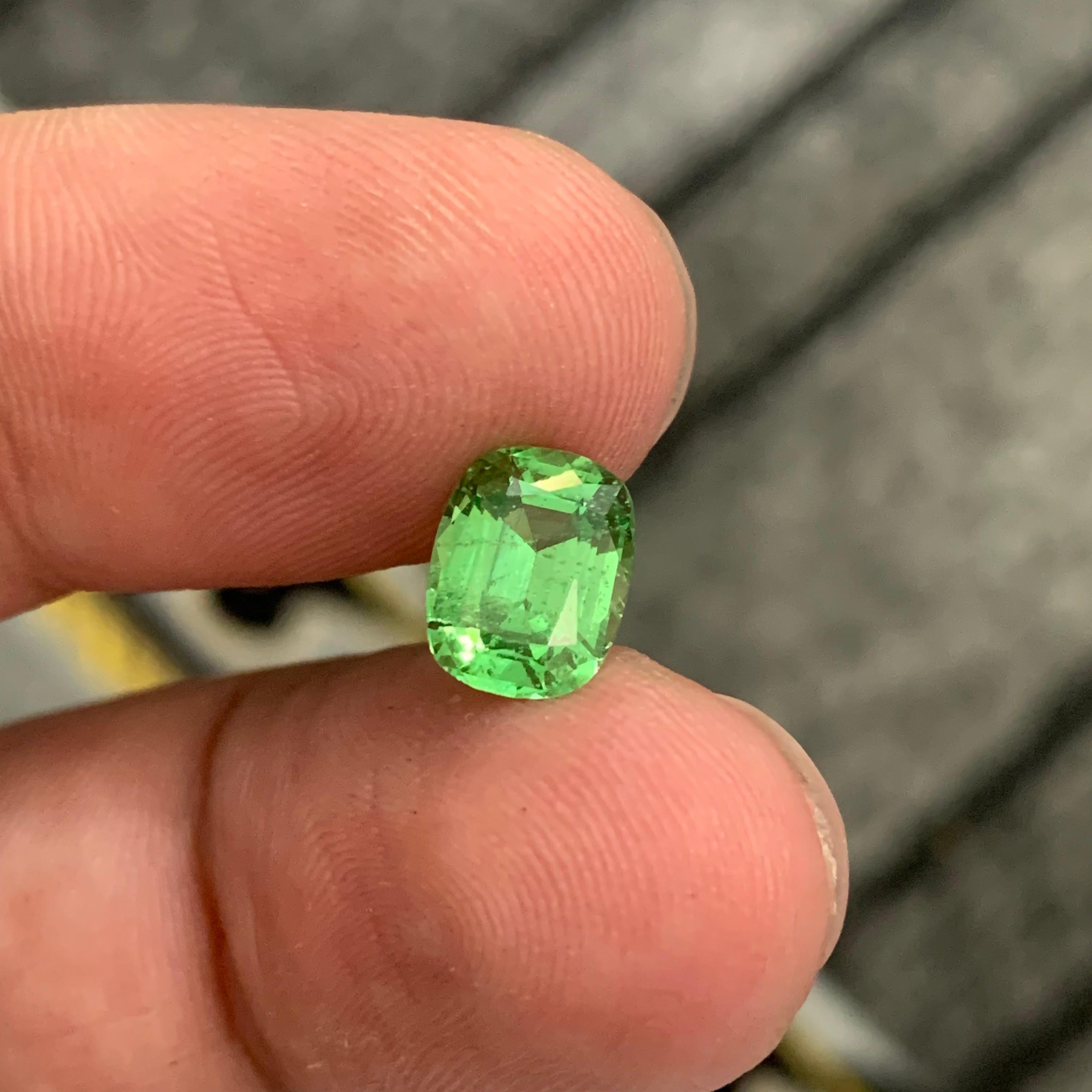 1.90 Carat Natural Loose Apple Green Tsavorite Garnet Cushion Cut Gemstone For Sale 4