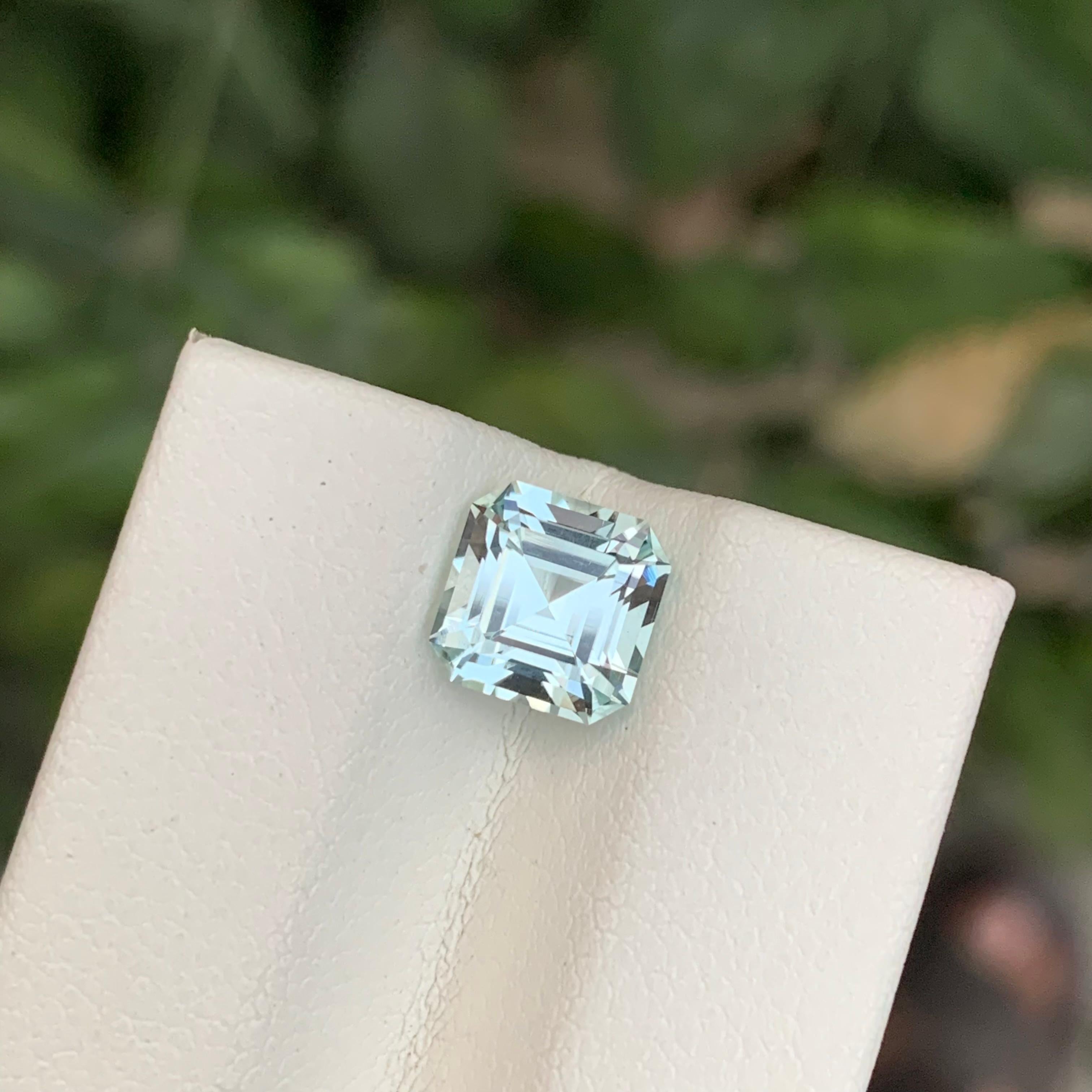 Arts and Crafts 1.90 Carat Natural Loose Aquamarine Asscher Shape Gem For Sale