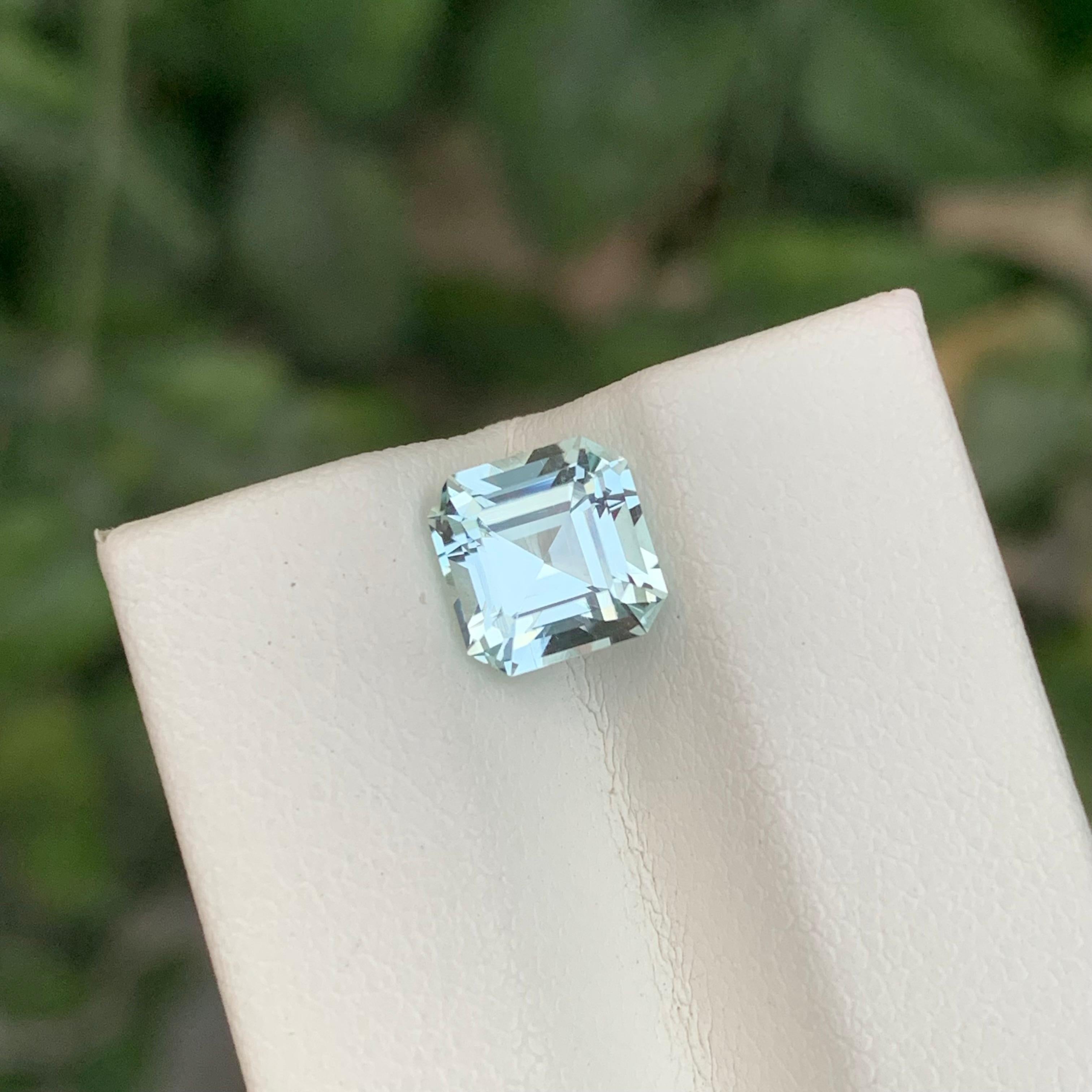 Asscher Cut 1.90 Carat Natural Loose Aquamarine Asscher Shape Gem For Sale