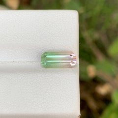 1.90 Carat Natural Loose Bi Color Tourmaline Emerald Cut Afghan Gemstone