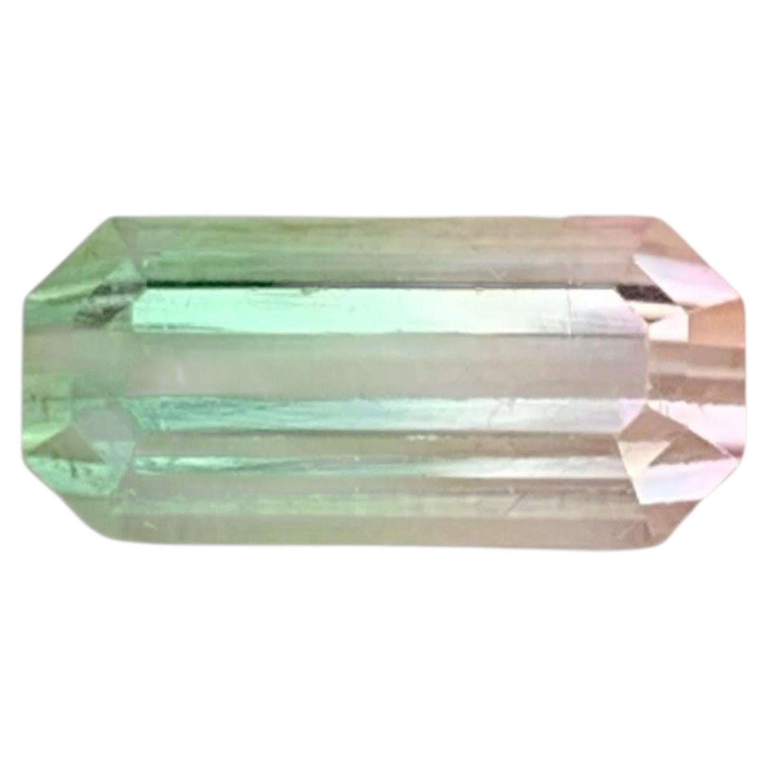 1.90 Carat Natural Loose Bi Color Tourmaline Emerald Cut Afghan Gemstone For Sale