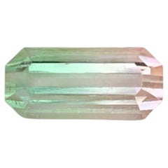1.90 Carat Natural Loose Bi Color Tourmaline Emerald Cut Afghan Gemstone