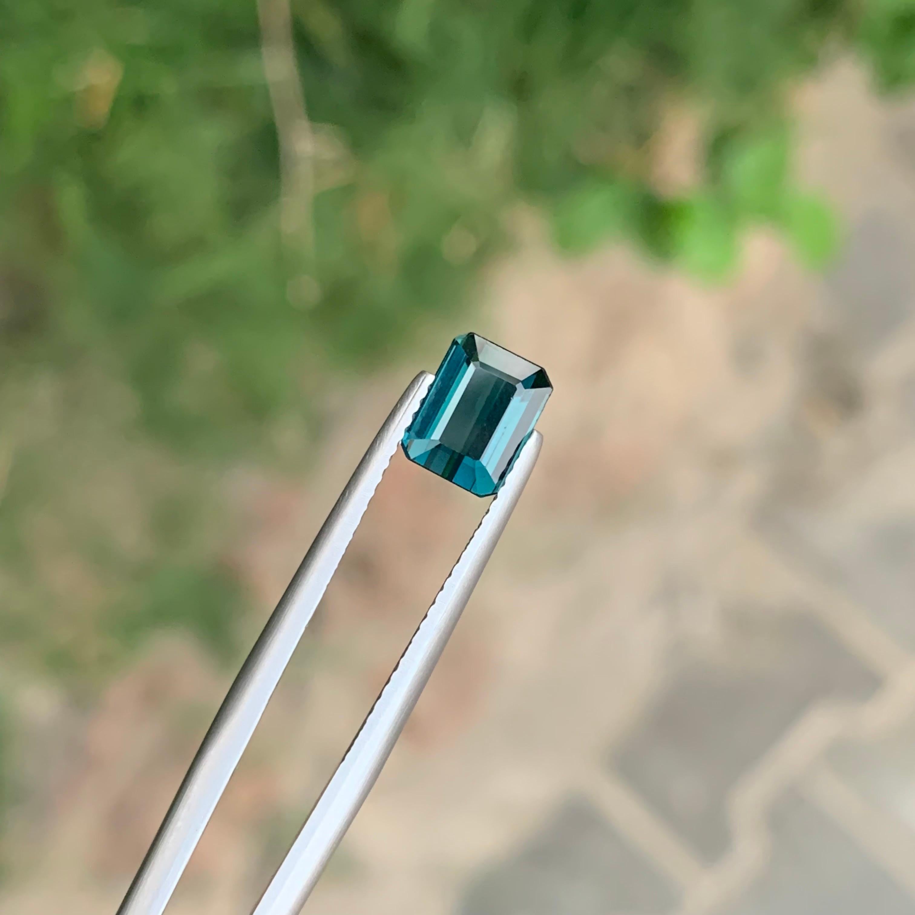 1.90 Carat Natural Loose Indicolite Tourmaline Emerald Shape Gemstone For Sale 4