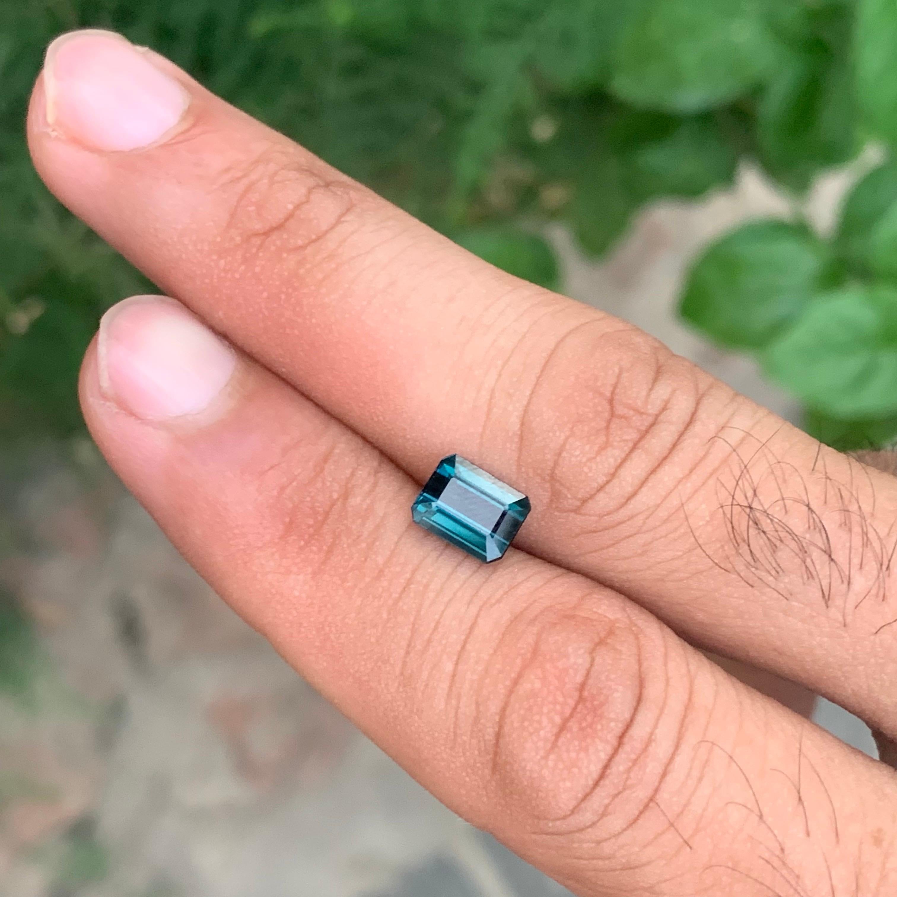 1.90 Carat Natural Loose Indicolite Tourmaline Emerald Shape Gemstone For Sale 5