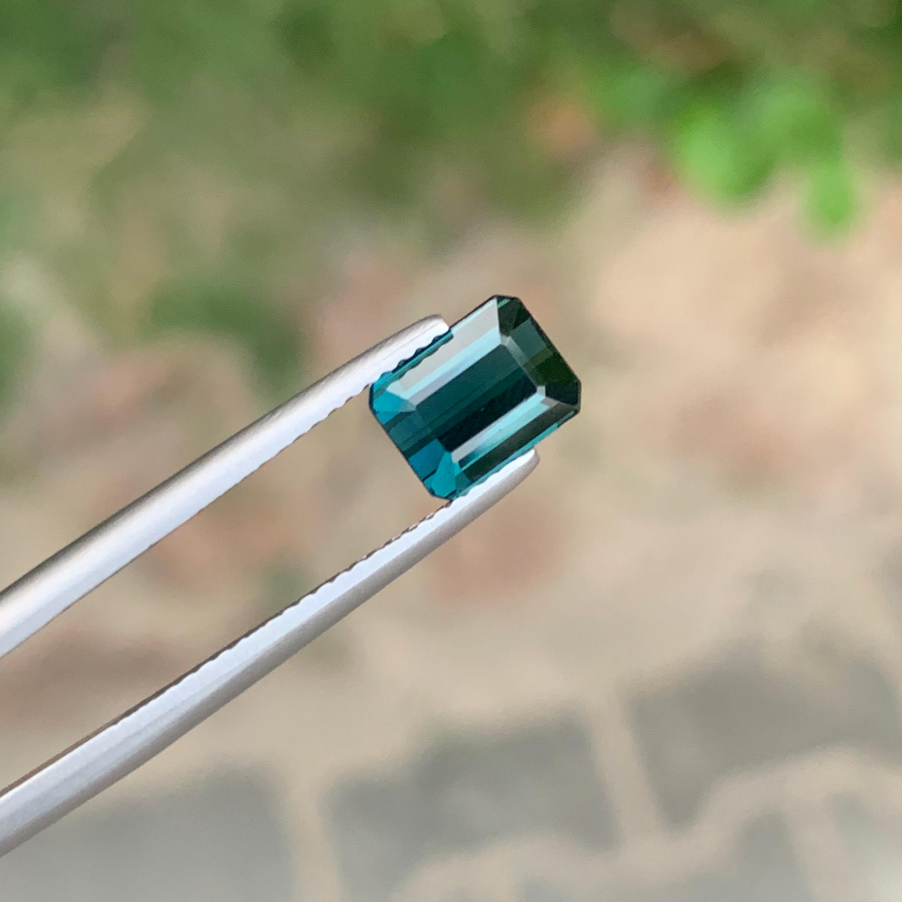 1.90 Carat Natural Loose Indicolite Tourmaline Emerald Shape Gemstone For Sale 6