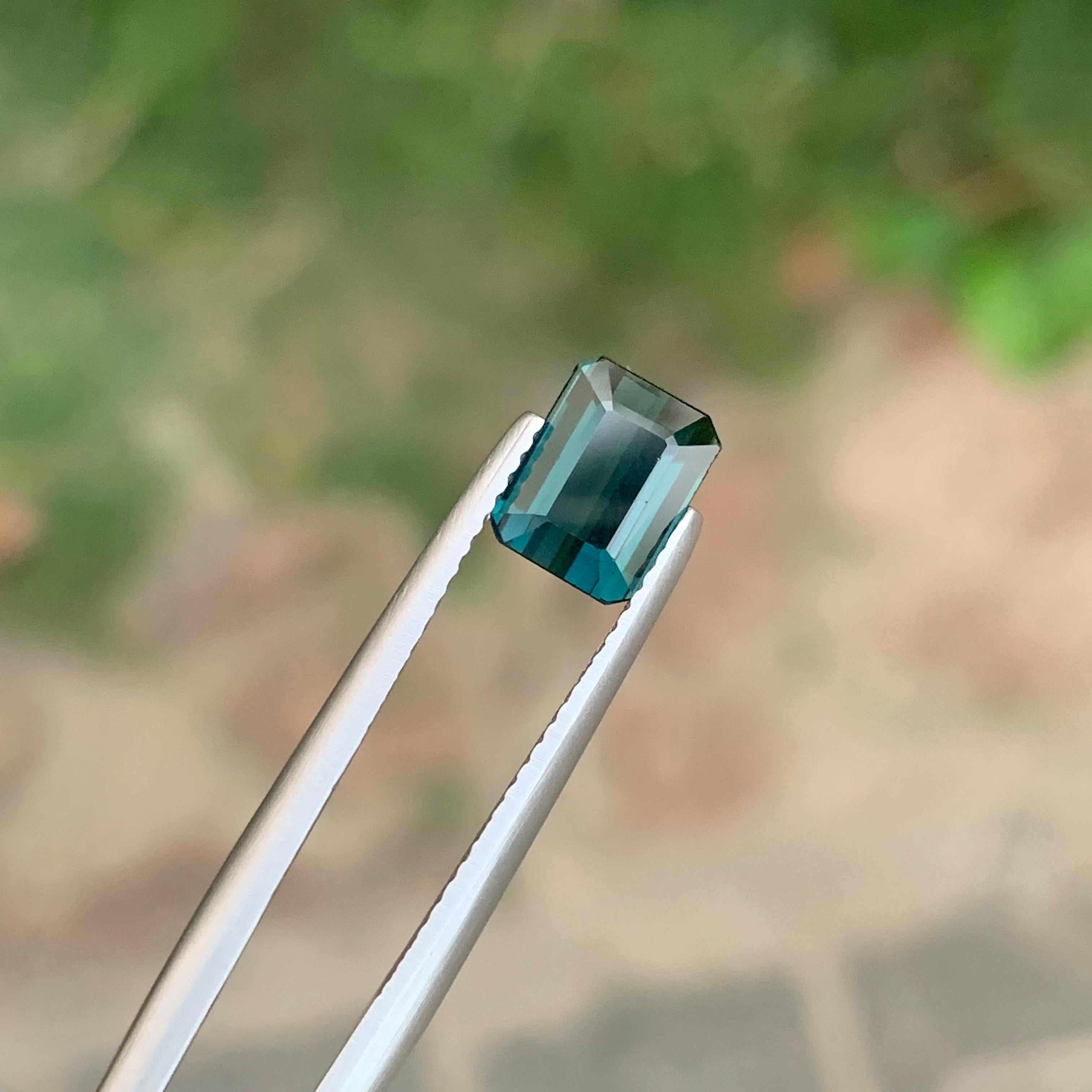 1.90 Carat Natural Loose Indicolite Tourmaline Emerald Shape Gemstone For Sale 7