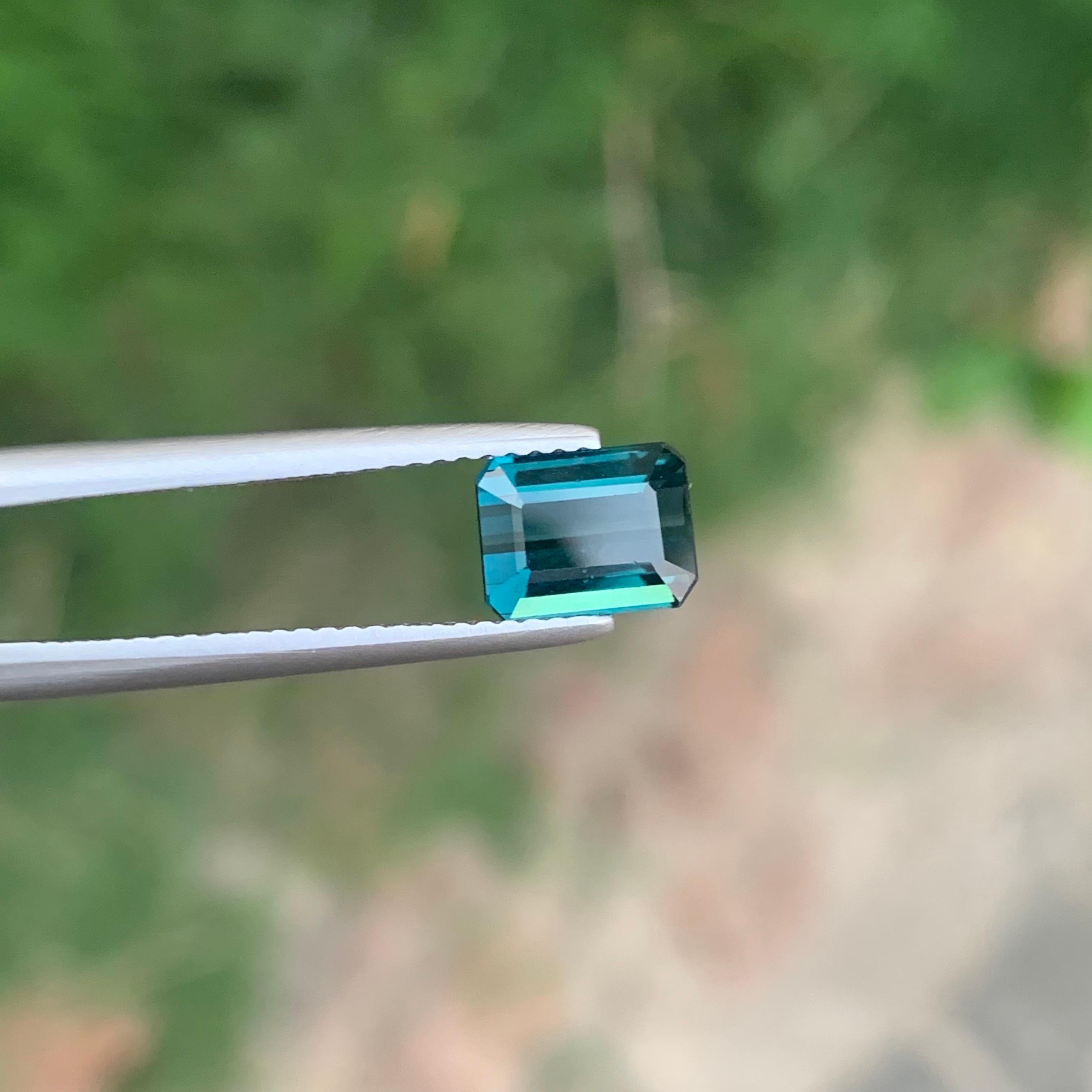 Arts and Crafts 1.90 Carat Natural Loose Indicolite Tourmaline Emerald Shape Gemstone For Sale