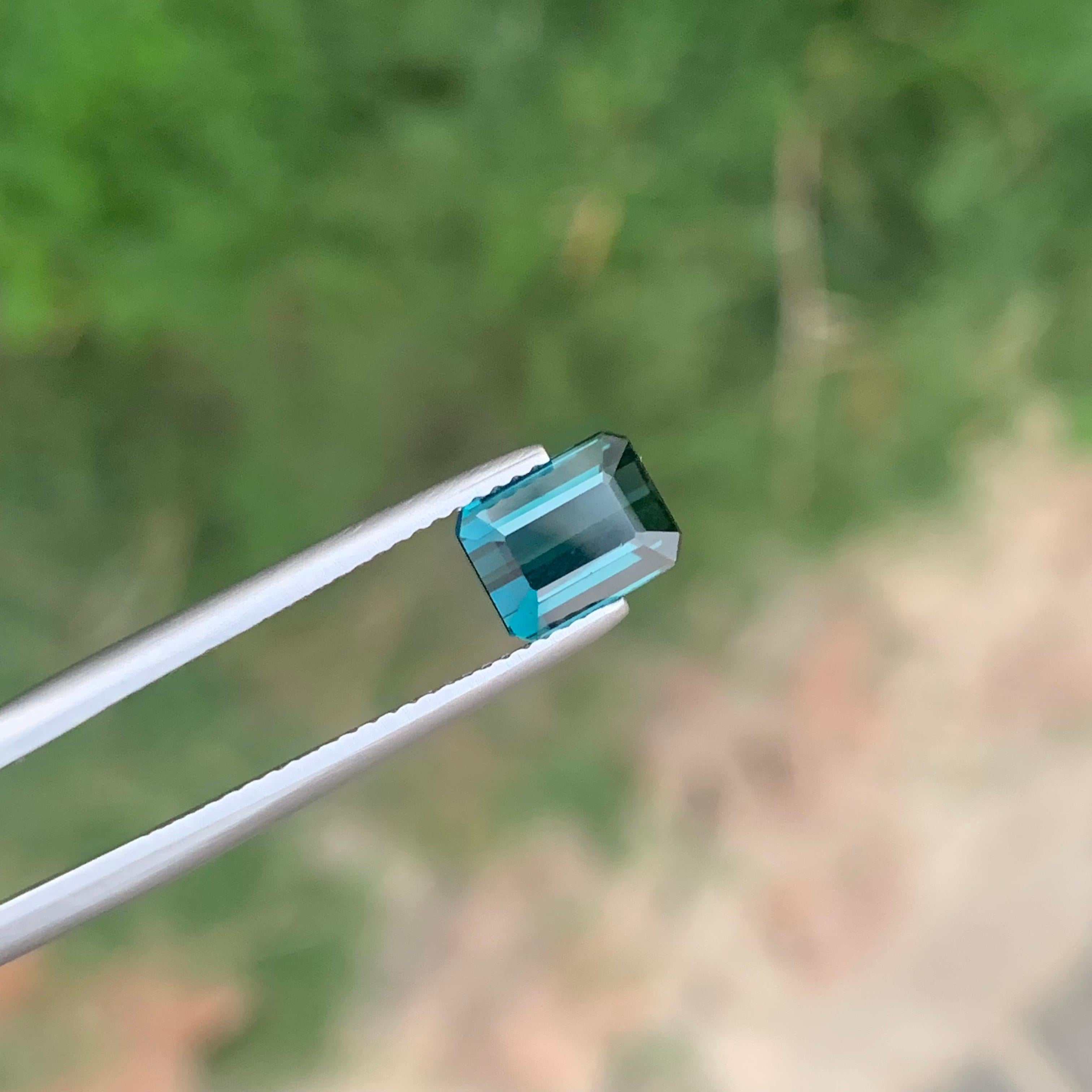 Emerald Cut 1.90 Carat Natural Loose Indicolite Tourmaline Emerald Shape Gemstone For Sale
