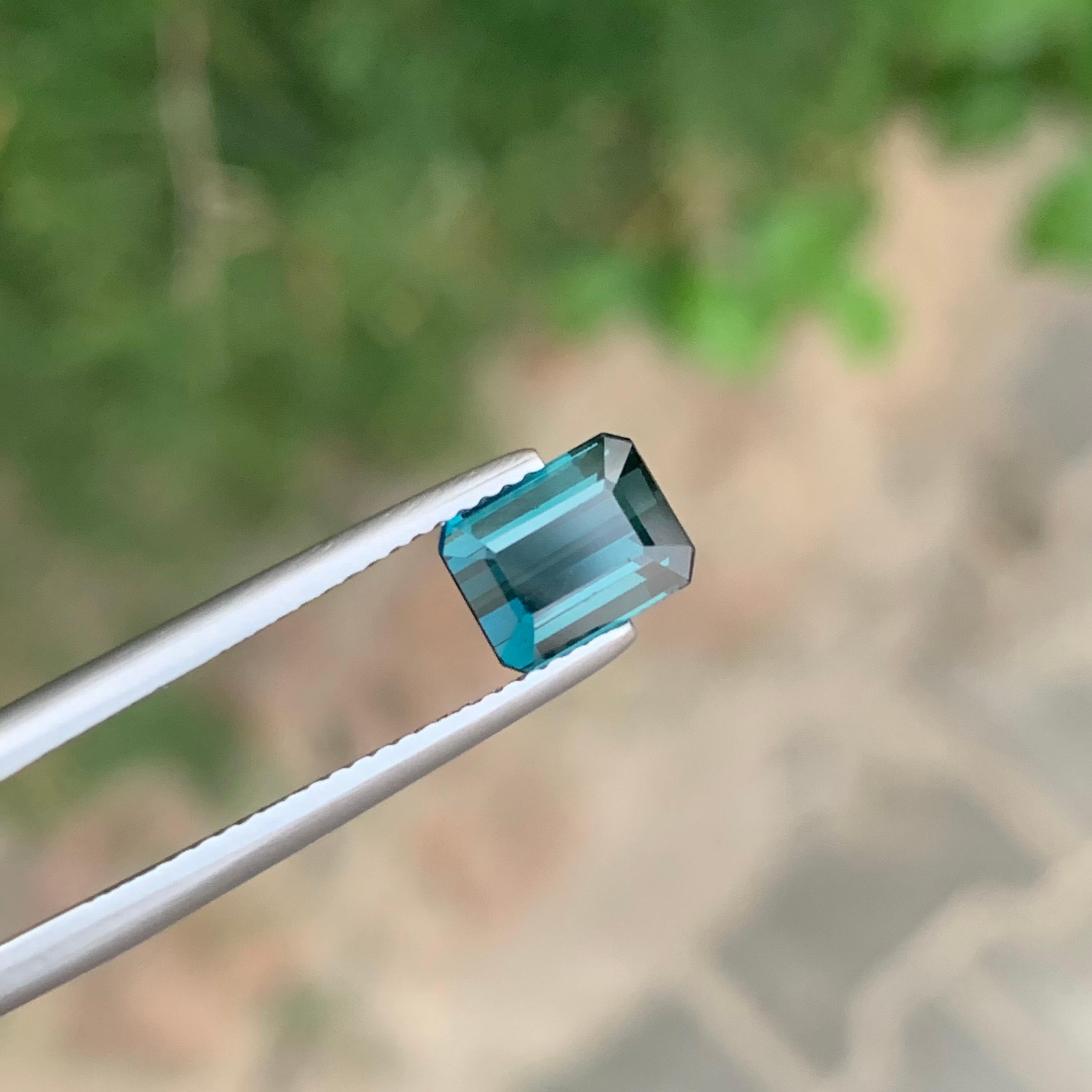 1.90 Carat Natural Loose Indicolite Tourmaline Emerald Shape Gemstone In New Condition For Sale In Peshawar, PK