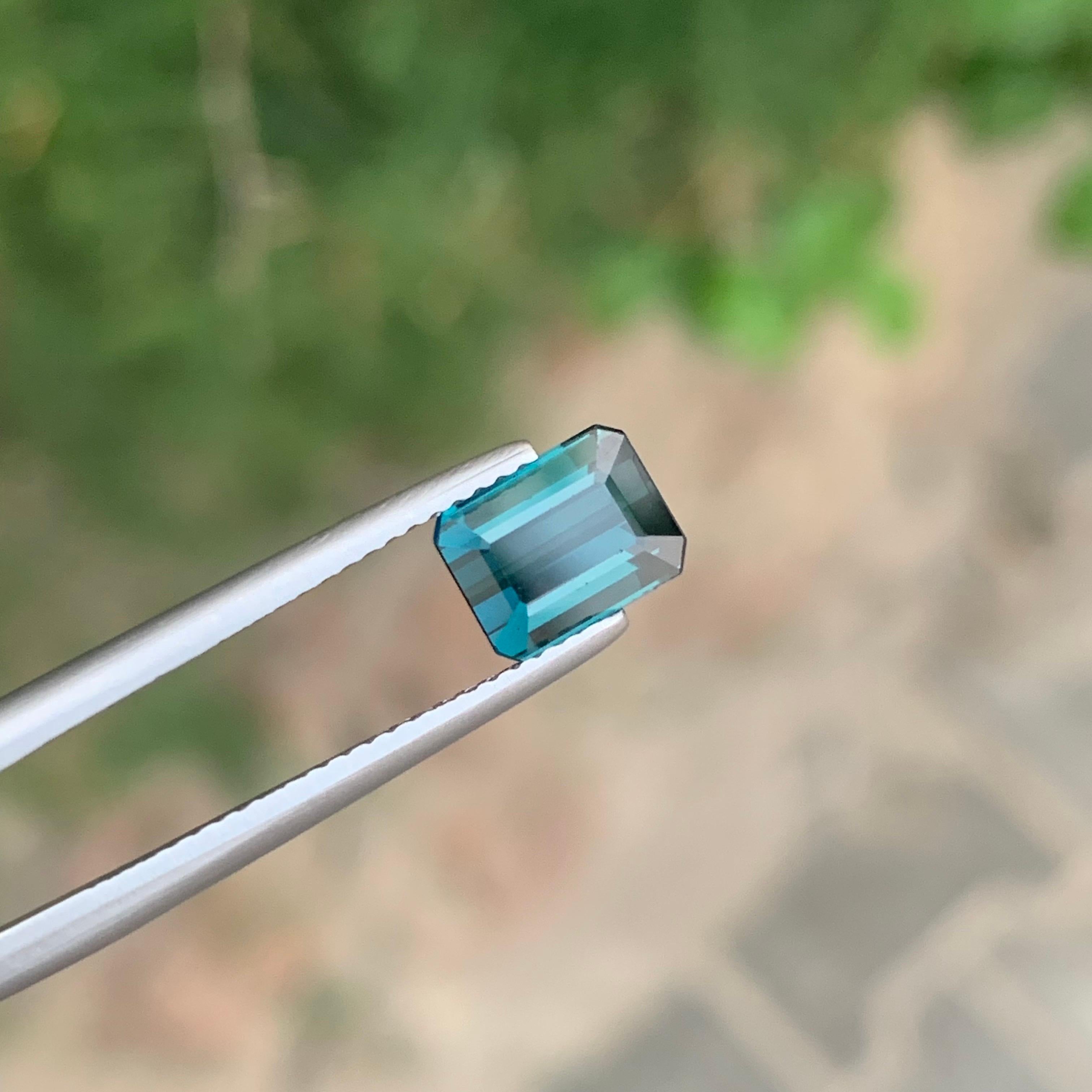 1.90 Carat Natural Loose Indicolite Tourmaline Emerald Shape Gemstone For Sale 1