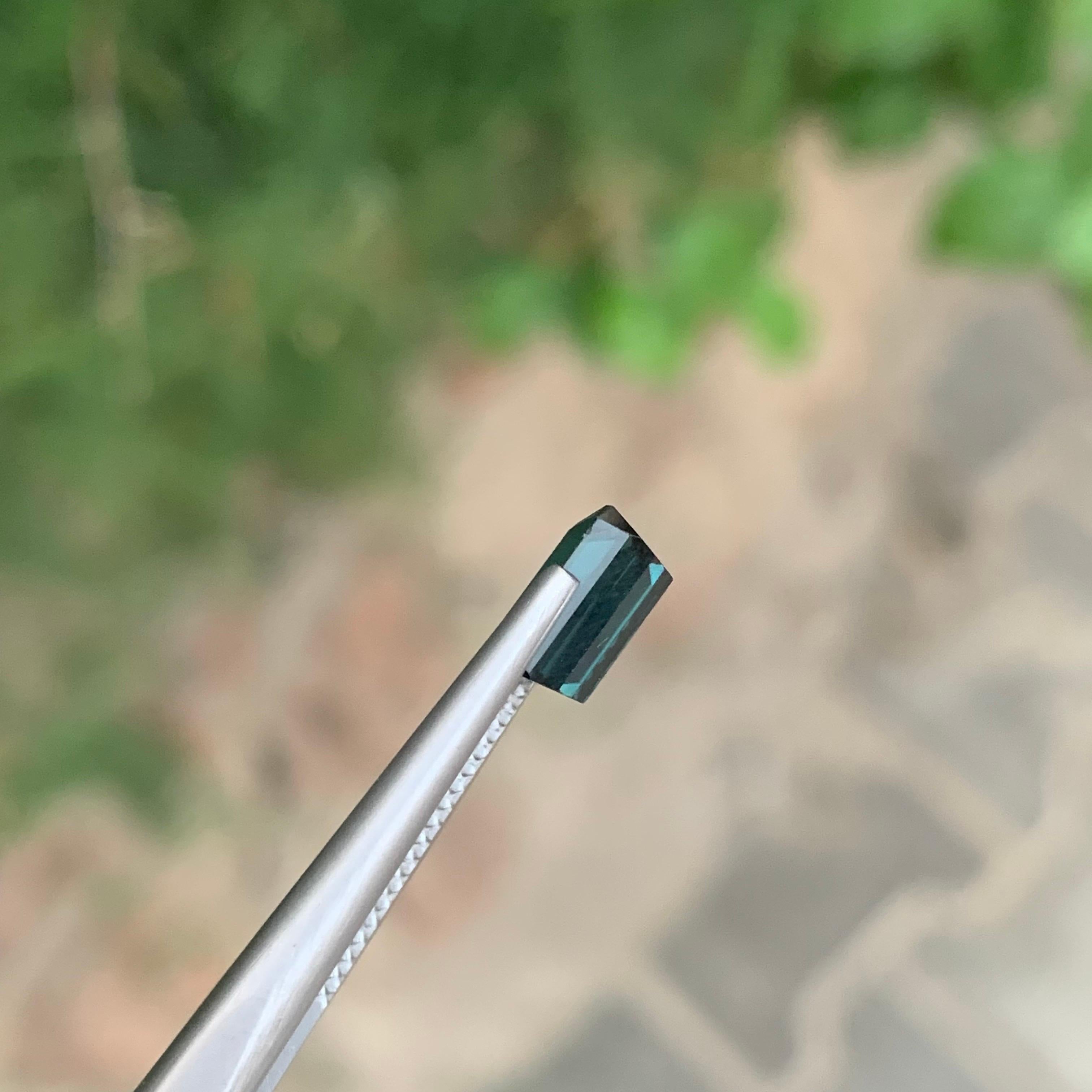 1.90 Carat Natural Loose Indicolite Tourmaline Emerald Shape Gemstone For Sale 2